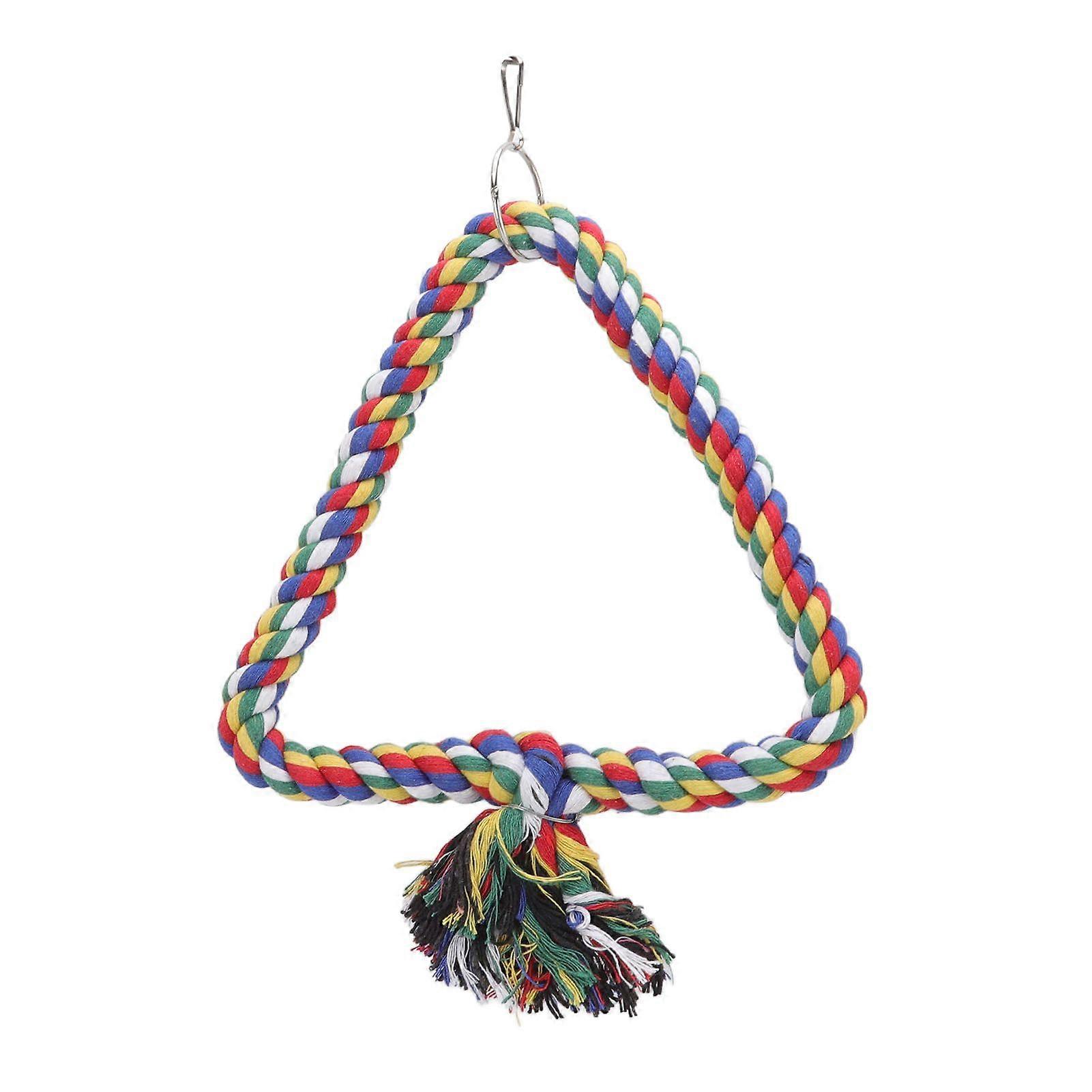 Bird Swing Toy Triangular Colorful Climbing Playing Rope Parrots Perch Stand for Cockatiels Parakeets 23cm