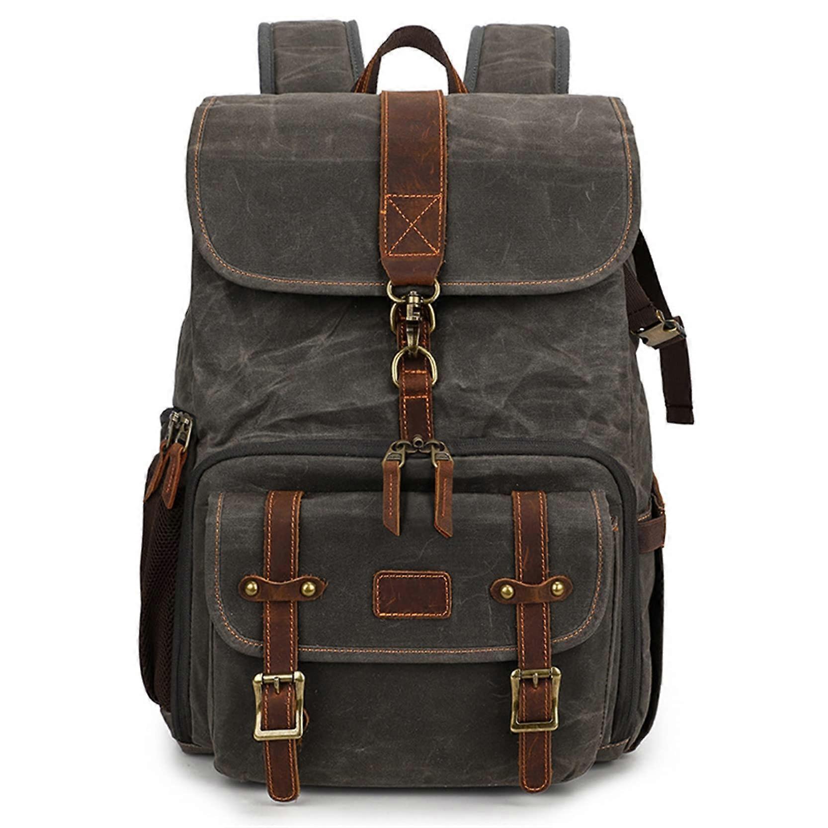 Camera Backpack AntiTheft Large Capacity 15Inch Laptop Compartment Canvas Photography Bag Grey One Size