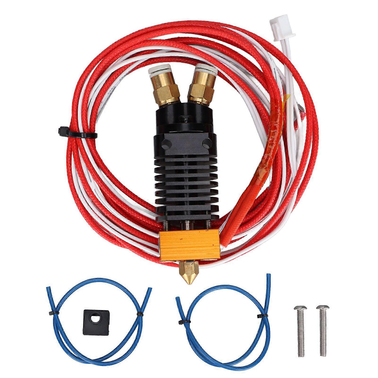 3D Printer Accessories 2 Into 1 1.75mm 2 Color Metal Heat Dissipation Effect Hot End Kit