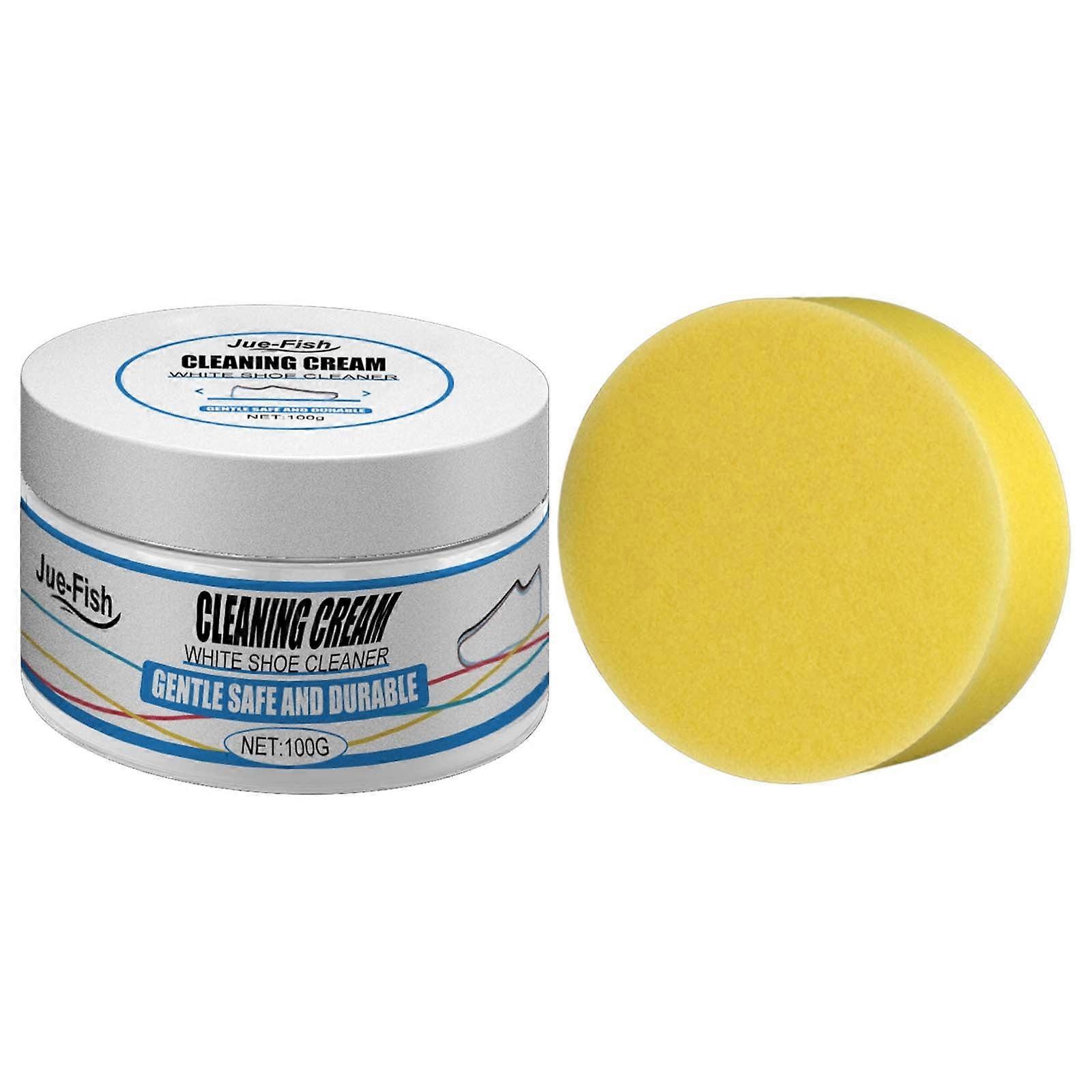 Ycandiee 2PCS Multi-Functional Cleaning Cream with Sponge, compatible with White Shoe Cleaner & Stain Removal