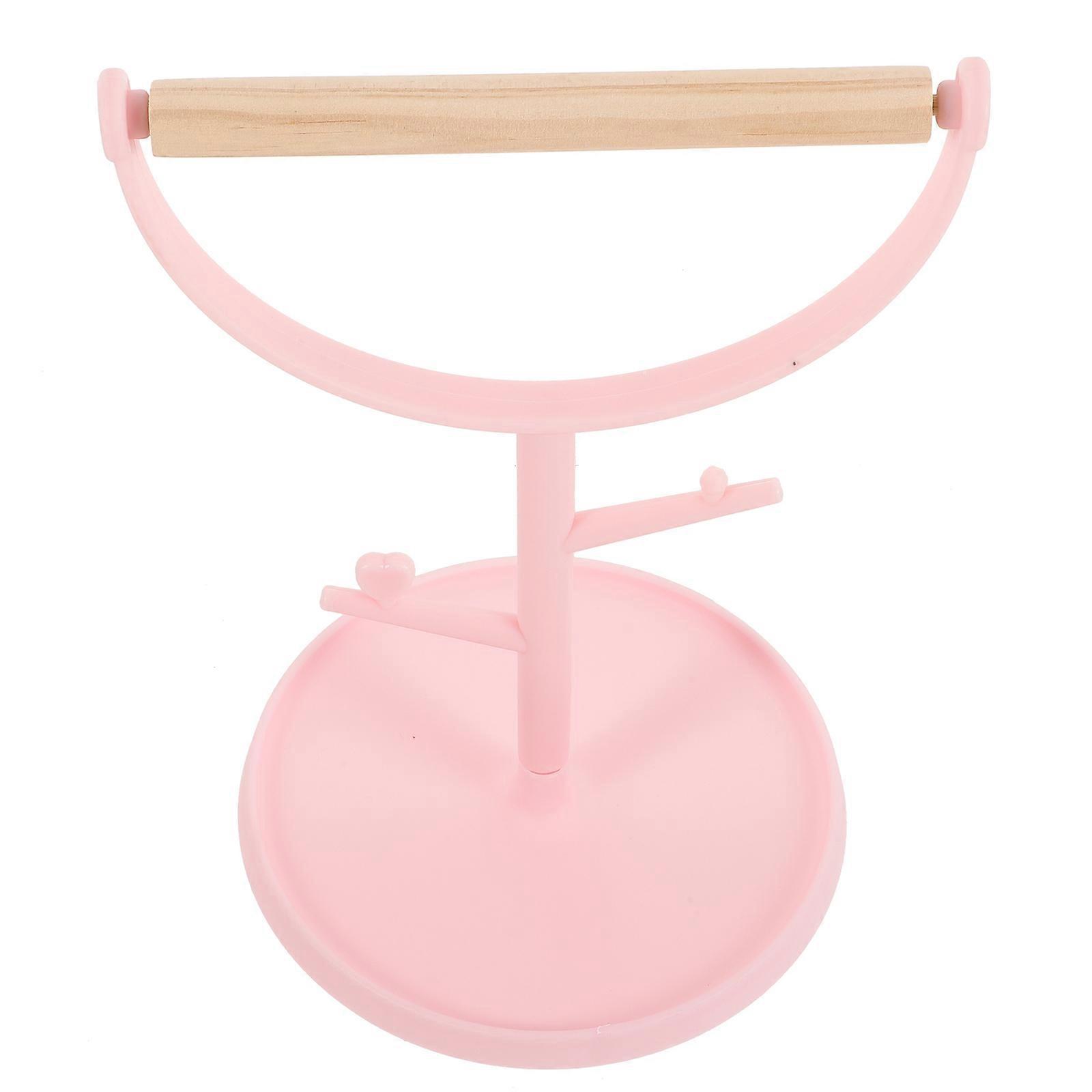 Bird Training Stand for Parakeets 3Pcs Pink Plastic and Wood Perch