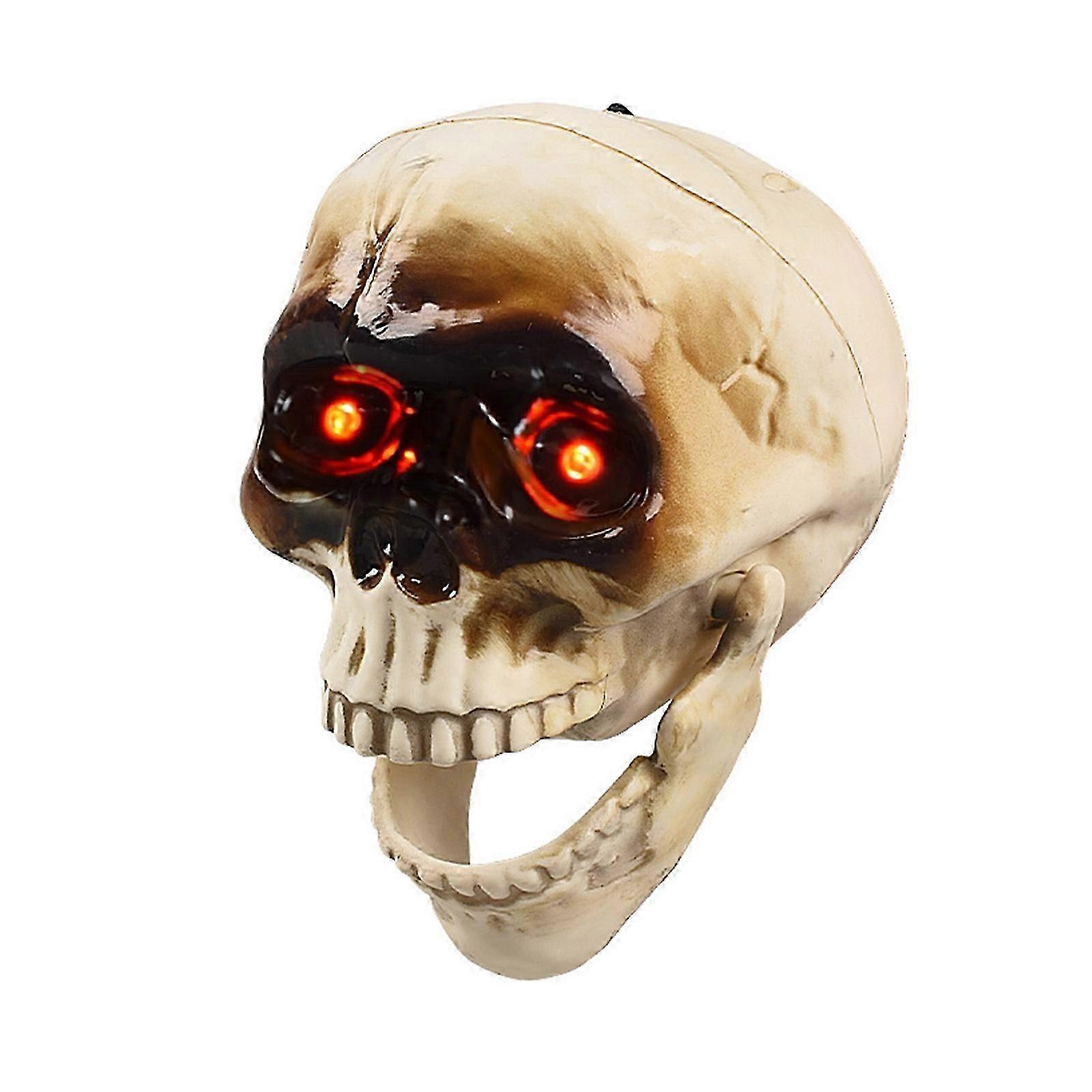 Animated Talking Skull with Flashing Eye and Moving Jaw Halloween Skeleton Head Decoration Terrifying Party Accessorys