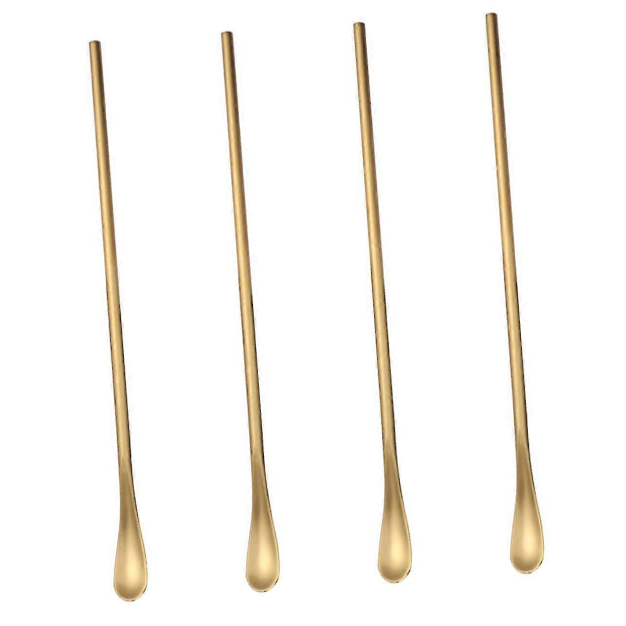 Stainless Steel Long Handle Coffee Stirring Spoons 4Piece Set TitaniumCoated Ice Spoons For Home And Cafe Use