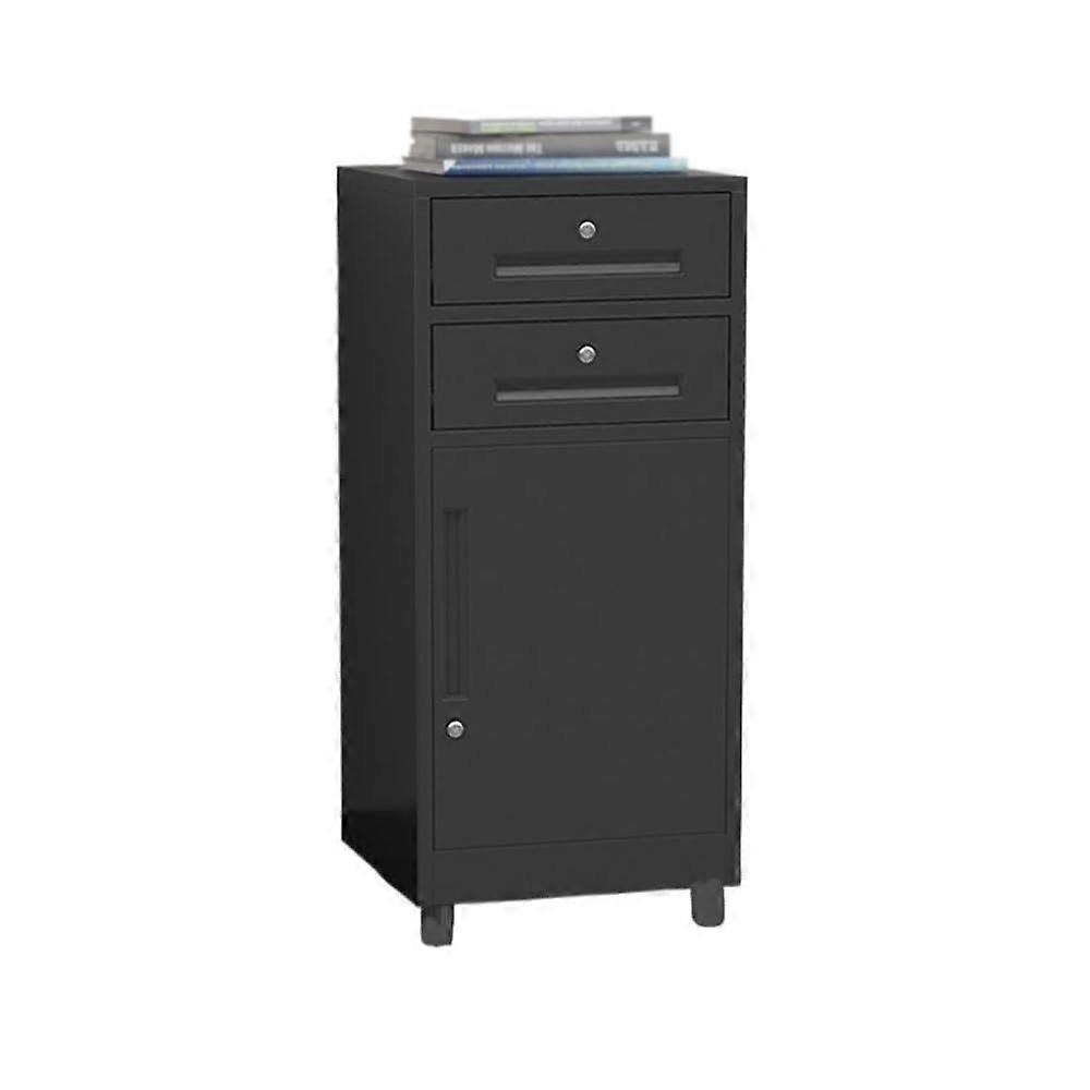 Lockable Multifunctional Office File Cabinet Steel DoubleDrawer Storage for Files and Books Black Secure Archive Cabinet