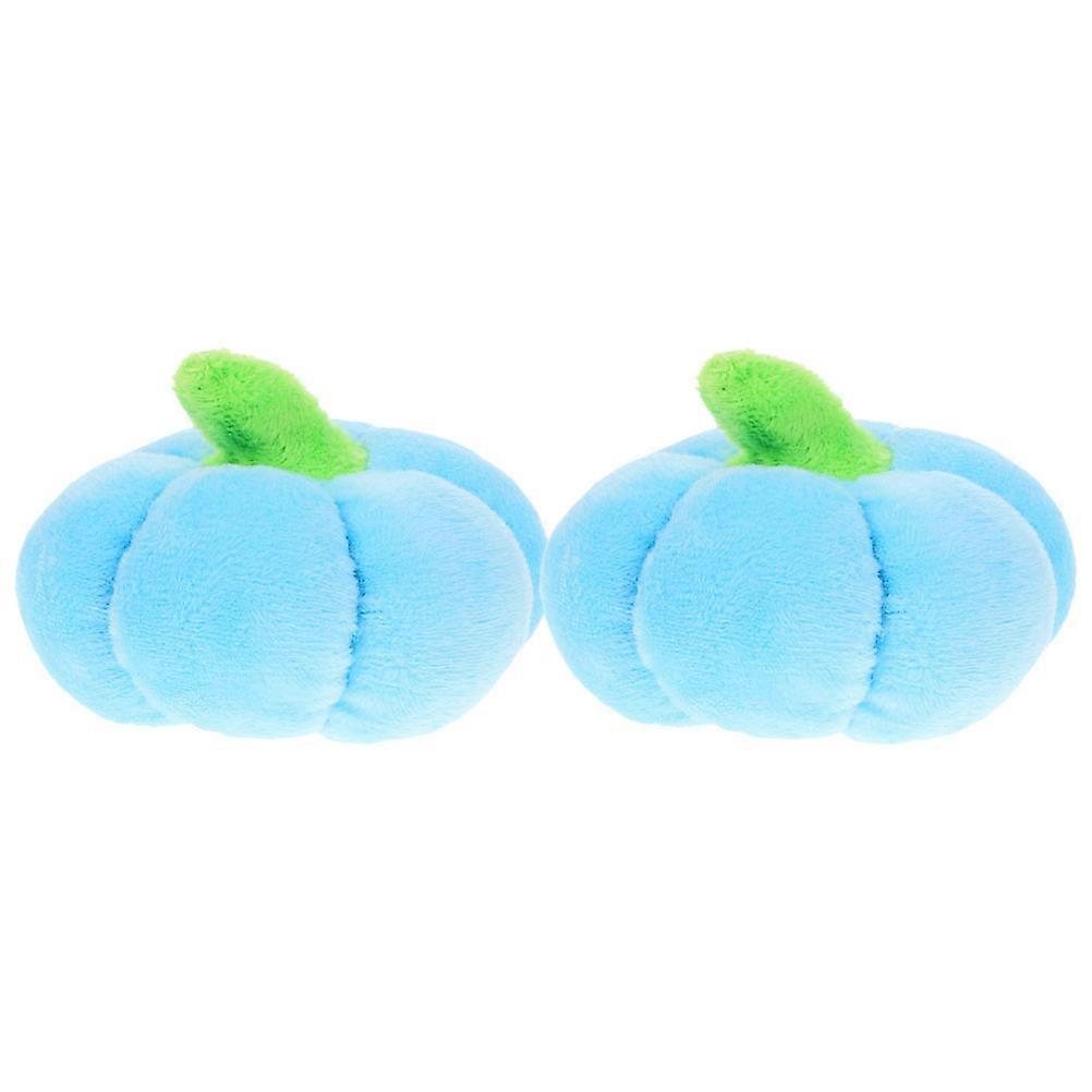 Interactive Chew Toy 8 Pcs Pumpkin Shaped Teeth Cleaning Toy For Puppies Outdoor Play Blue Plush