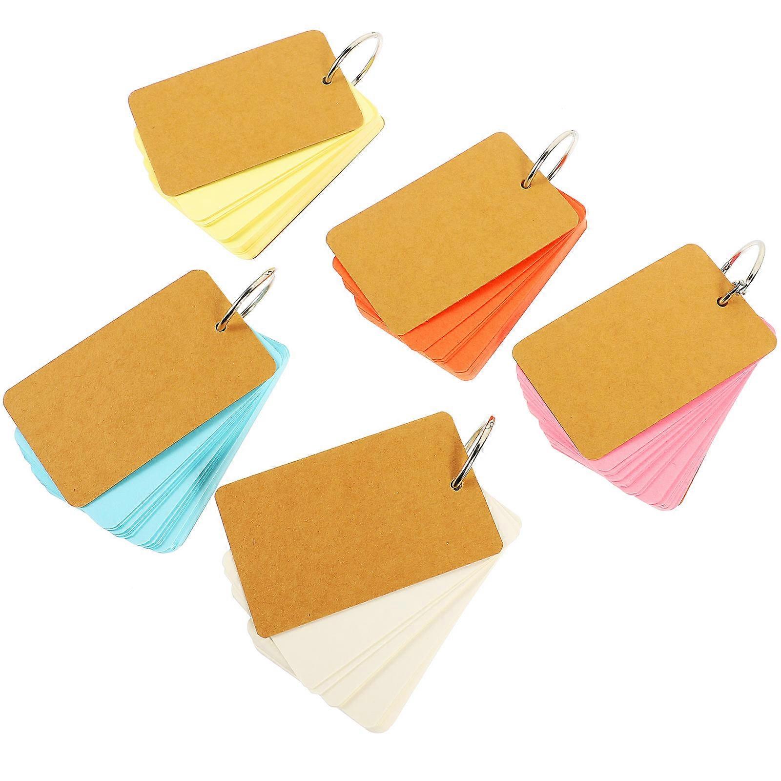 Blank Flashcards with Rings Writing Cards for Study 5Pcs Multi-