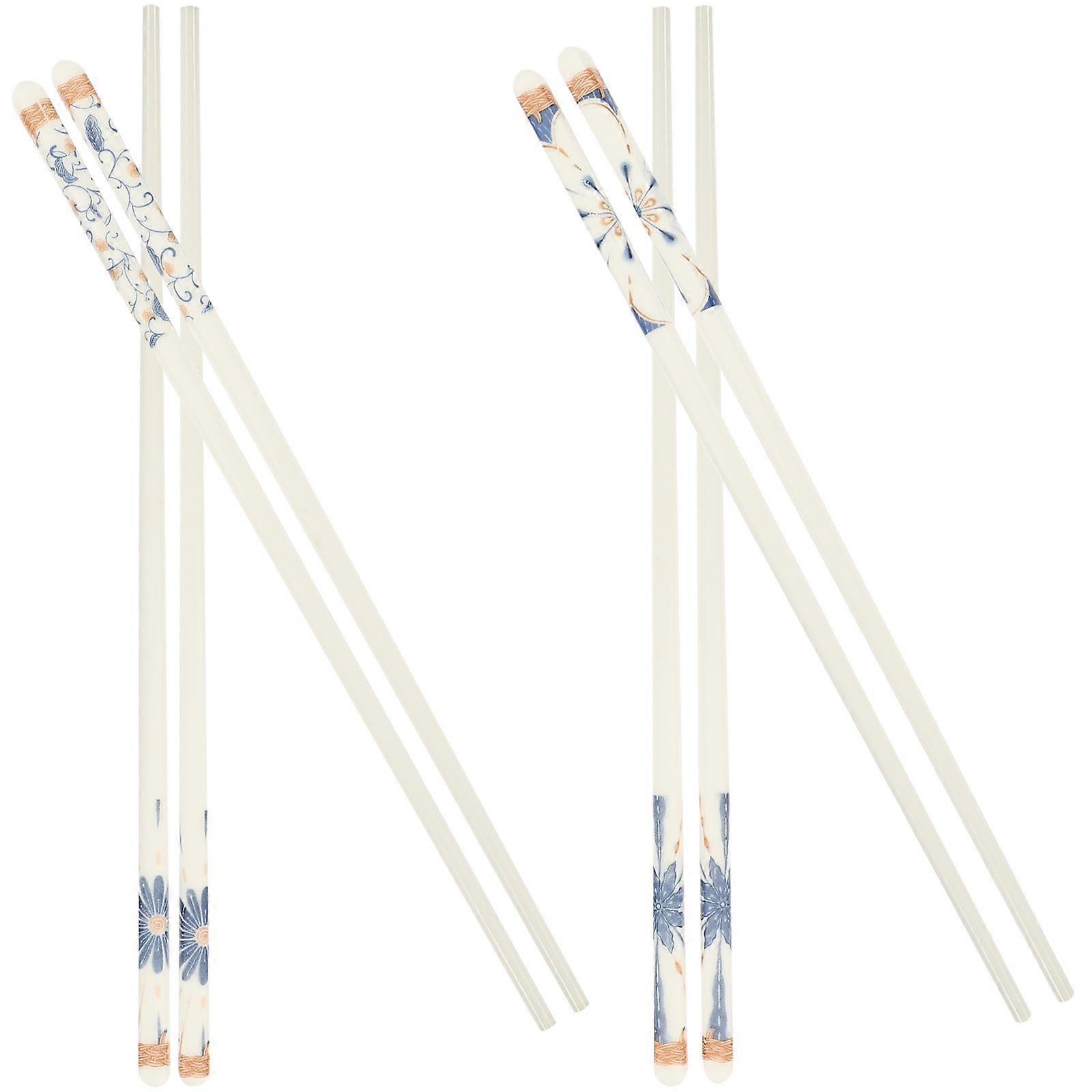 Ceramic Chopsticks Elegant Style For Family Party And Hot Pot Use Blue 4Pairs Long And Slim Design