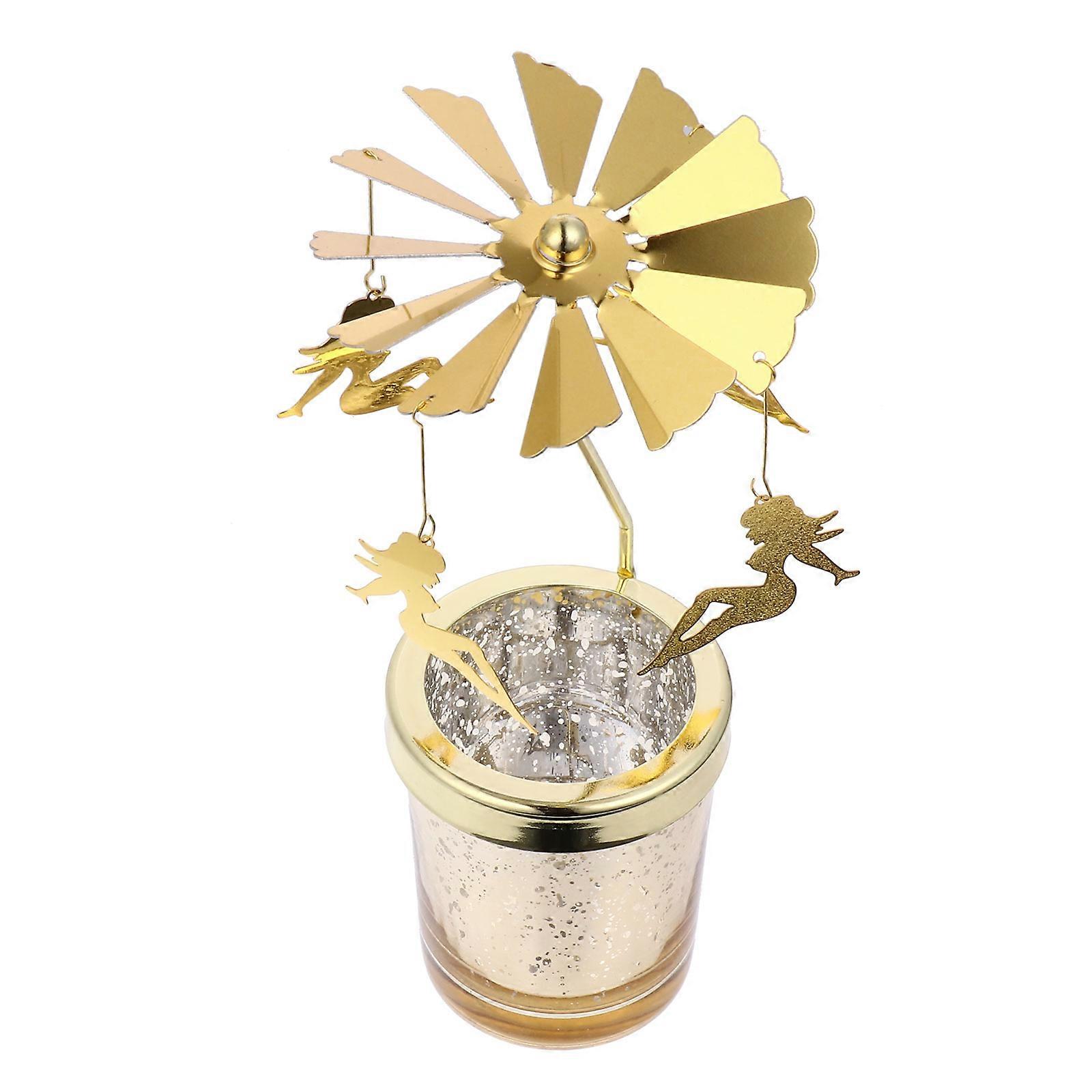 Candle Holders Creative Rotating Glass Candlestick Holder for 2Pcs