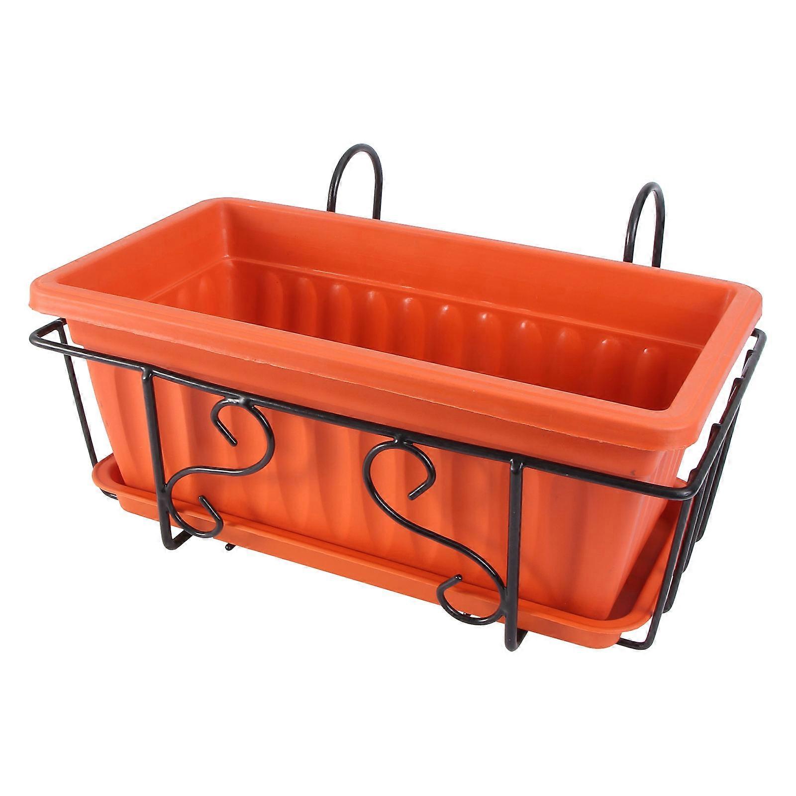 Planter Hangers Balcony Small Flower Rack Rectangular Shape Red Color Plastic Material 1Set