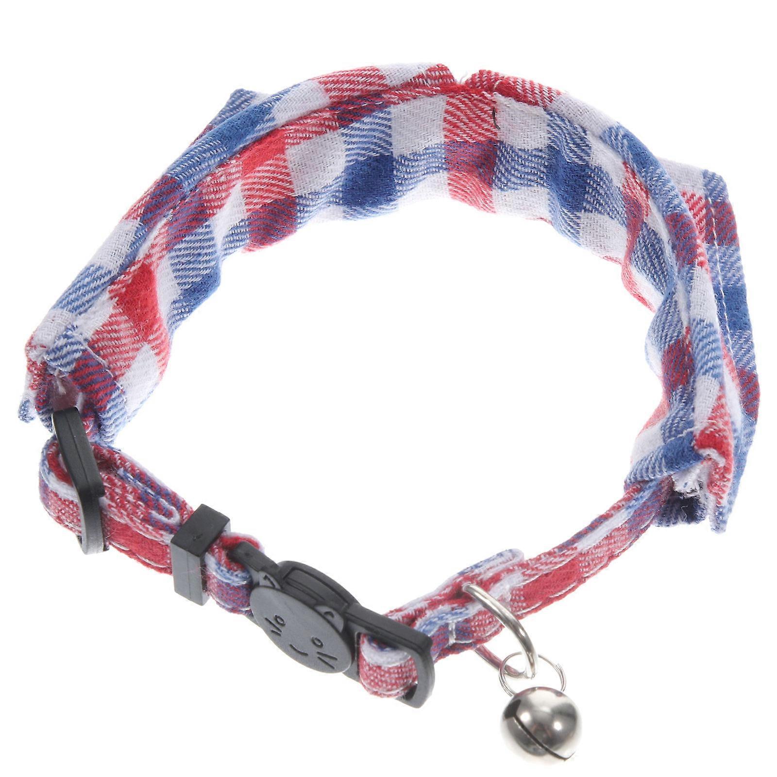 Adjustable Pet Kitten Collar with Bell for Daily Use 2Pcs Multi Cloth