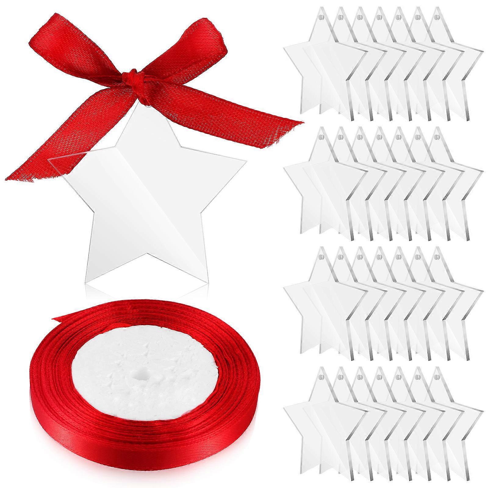 Acrylic Star Keychain Blanks for Decoration with Ribbon 120Pcs Set