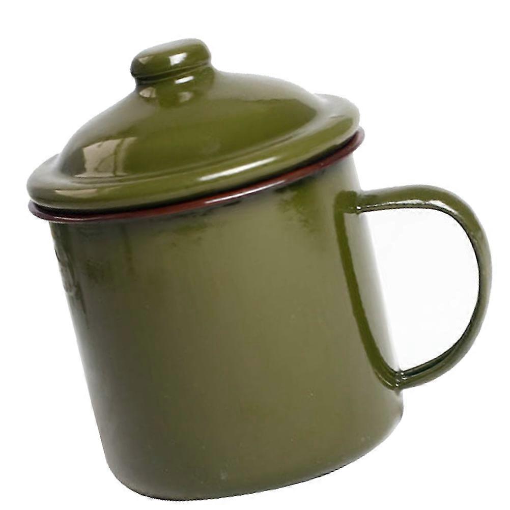 Retro Enamel Cup for Tea Drinking 2Pcs Practical Green Water Mug Set