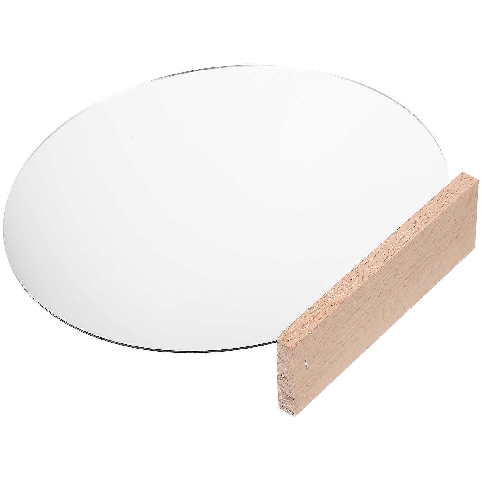 Desktop Mirror Acrylic Irregular Cosmetic Mirror with Wooden Base 3Pcs