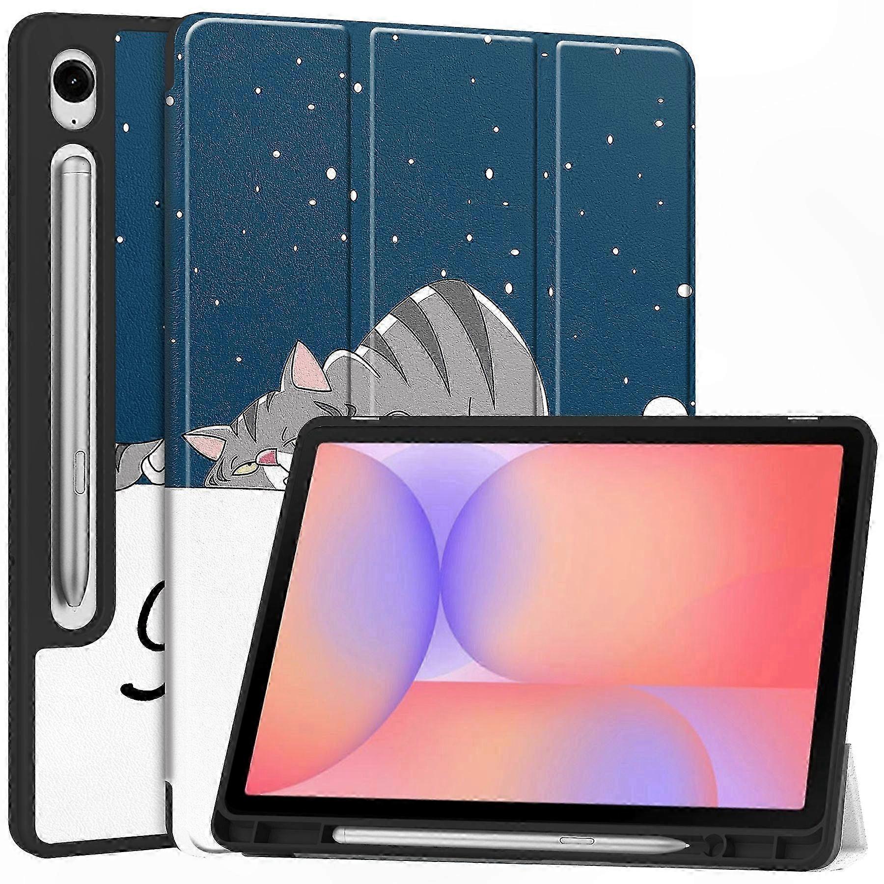 Tri-Fold Stand Case with Pen Holder for 10 Inch Tablet, Pattern Printed Leather and TPU Cover