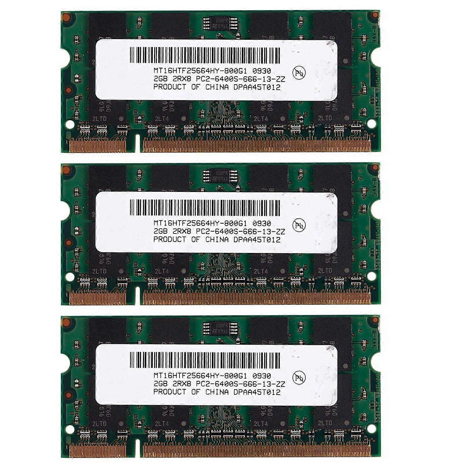 3X 2GB DDR2 PC2-6400 800MHz 200Pin 1.8V Laptop Memory SO-DIMM Notebook RAM