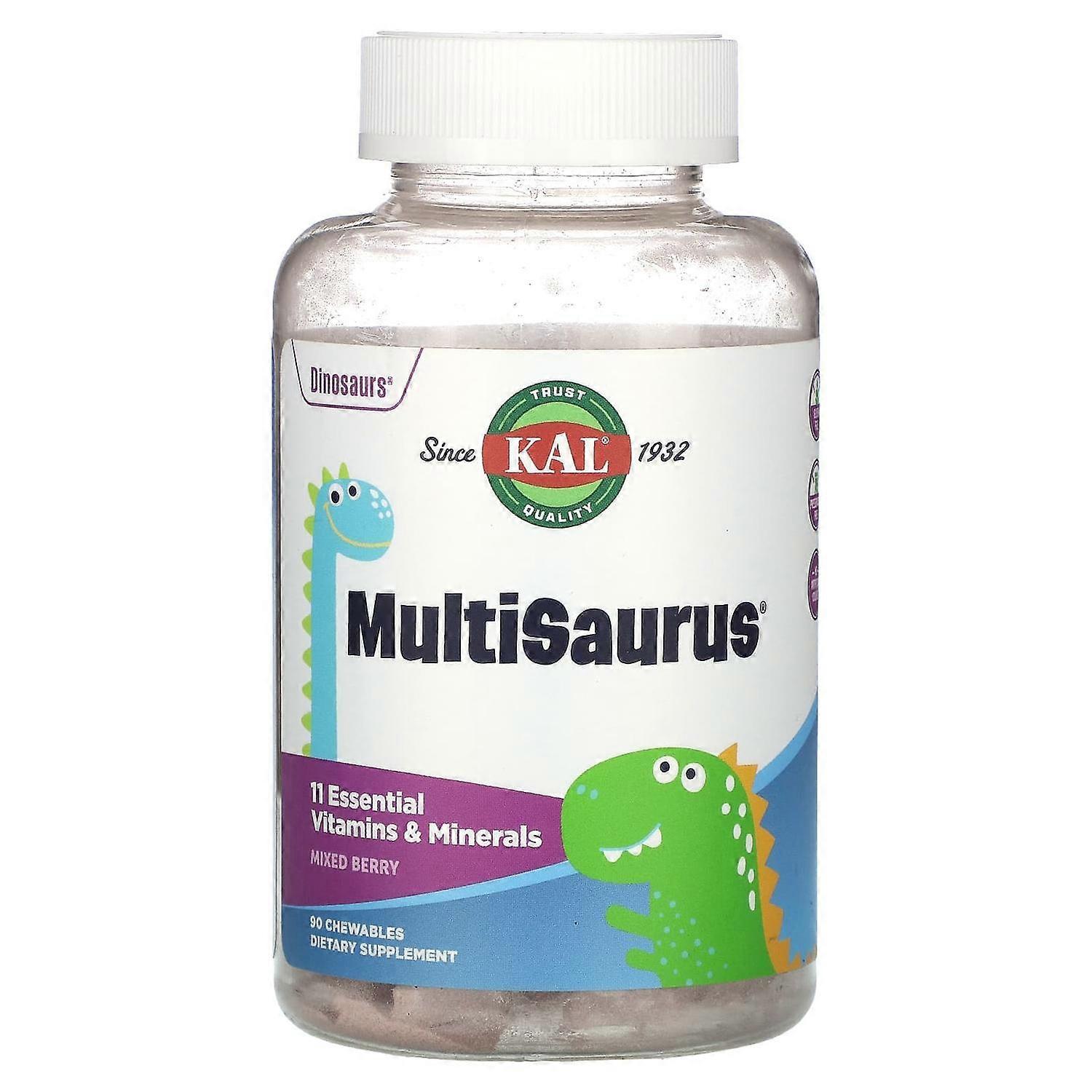 KAL, Dinosaurs, MultiSaurus, Mixed Berry, 90 Chewables