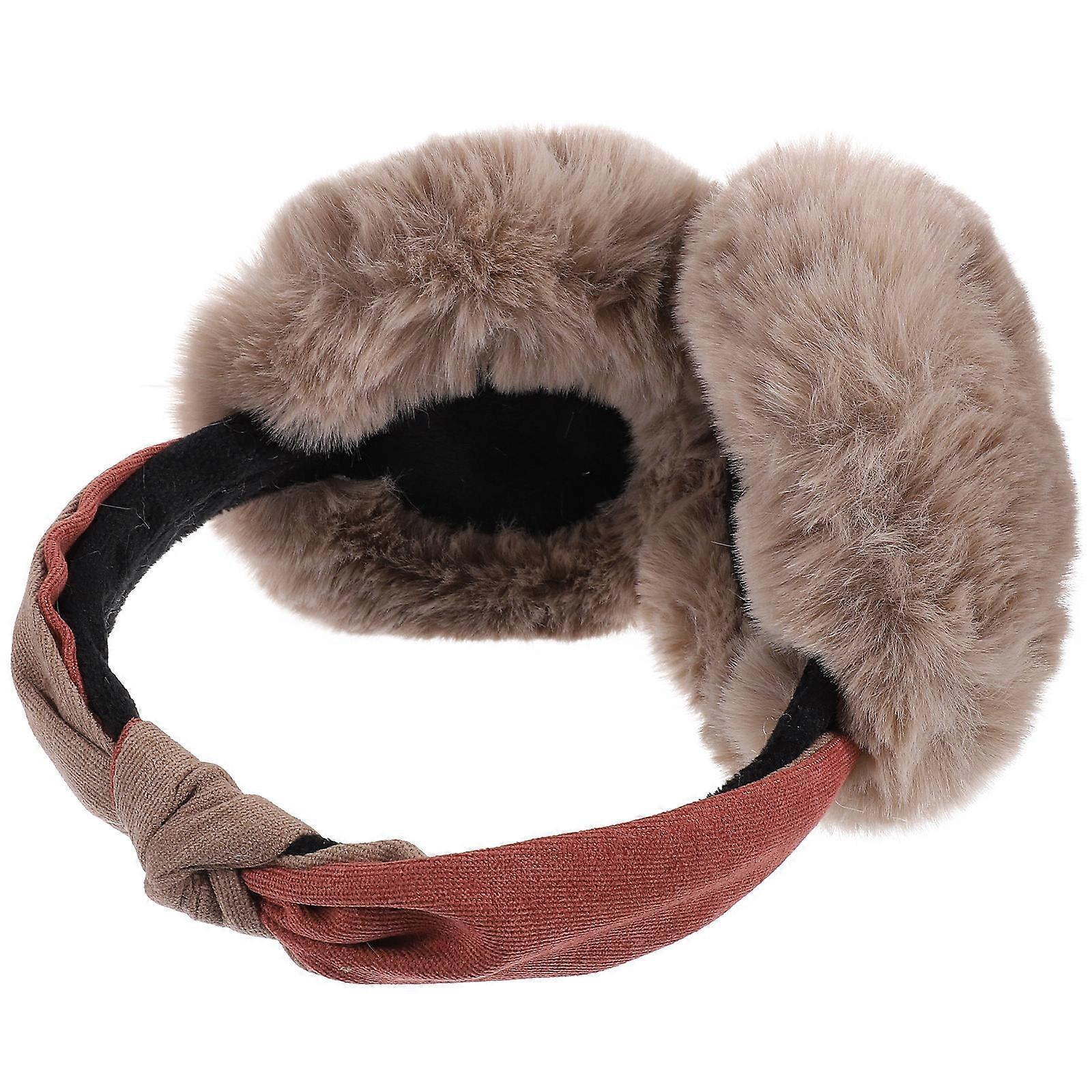 Plush Ear Muff Winter Earmuff for Ear Warming 2Pcs Khaki Soft Cover