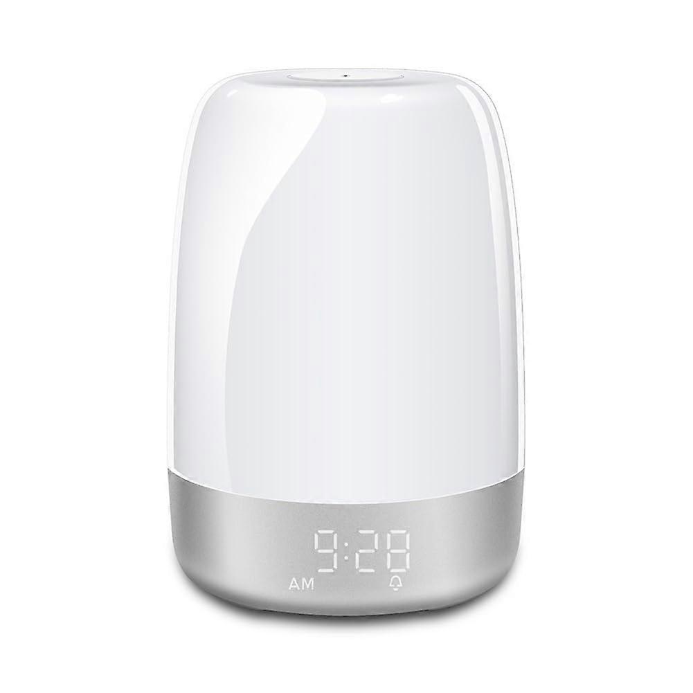Touch Wake Up Night Light Alarm Clock with Sunrise Simulation, Dimmable Warm White LED and RGB Bedside Lamp