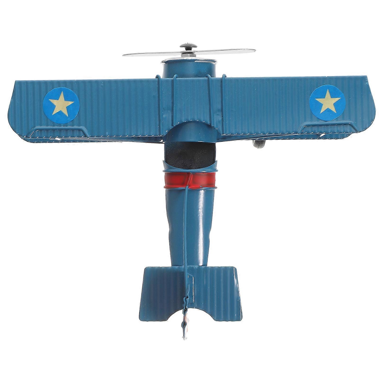 Iron Airplane Ornament Large Retro Airplane for Decoration 5Pcs Blue