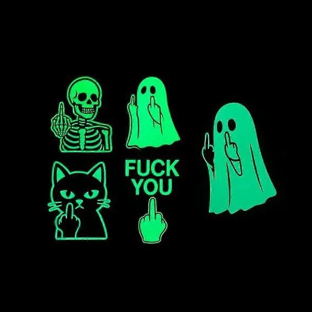 Halloween Glowing Ghost Middle Finger Sticker Spooky Luminous Ghost Decal