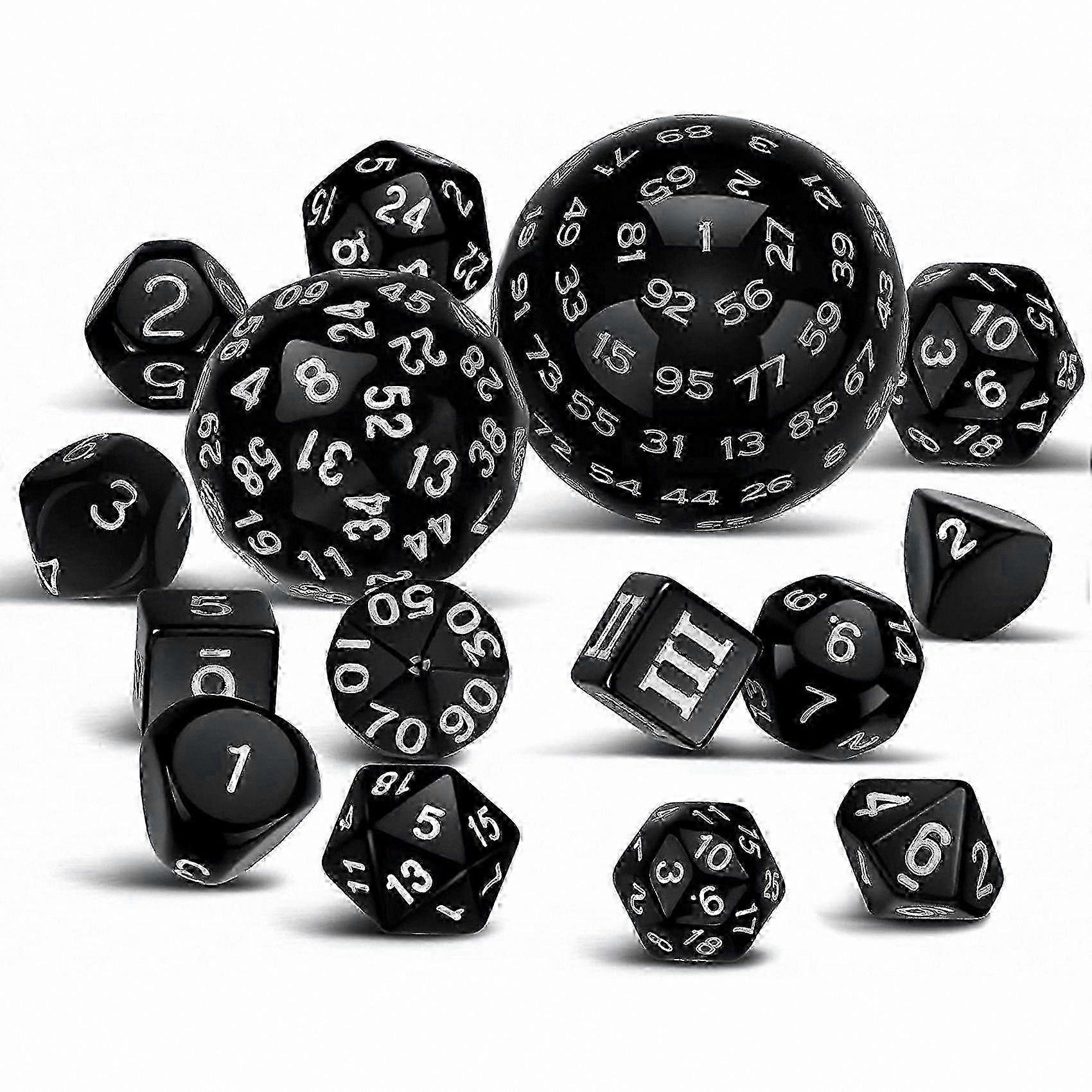 Complete Set of 15 Polyhedral RPG Dice D3-D100 for Role-Playing Games