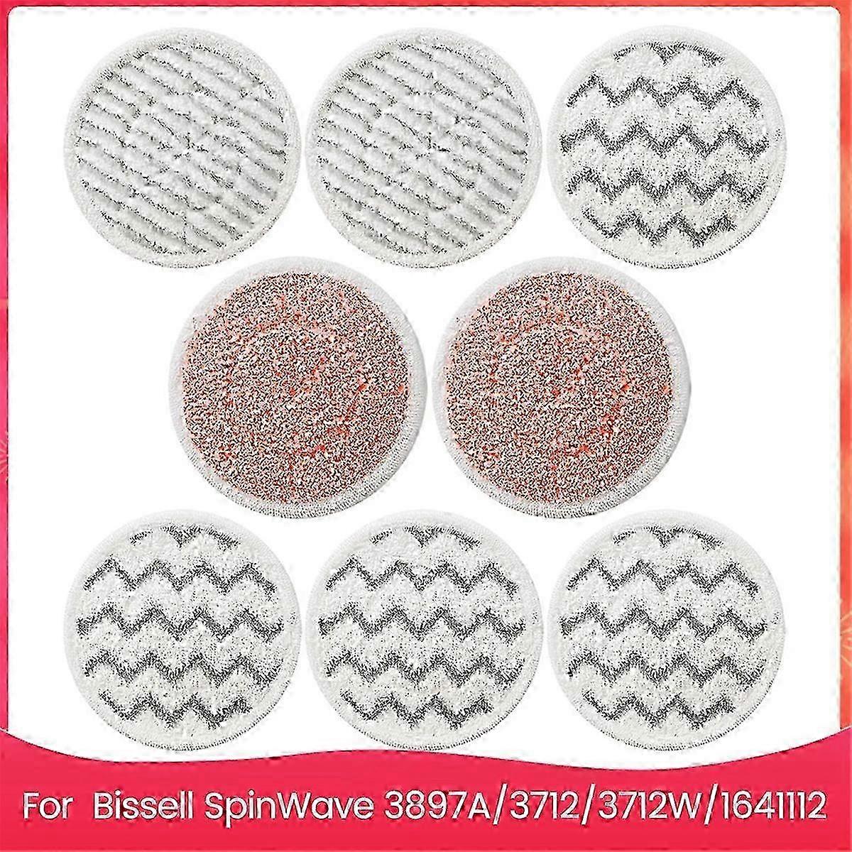 8PCS 3897A Mop Pads Replacement for Bissell SpinWave 3897A, 3712, 3712W Steam Rotating Mop Pads Part N Edition 0702