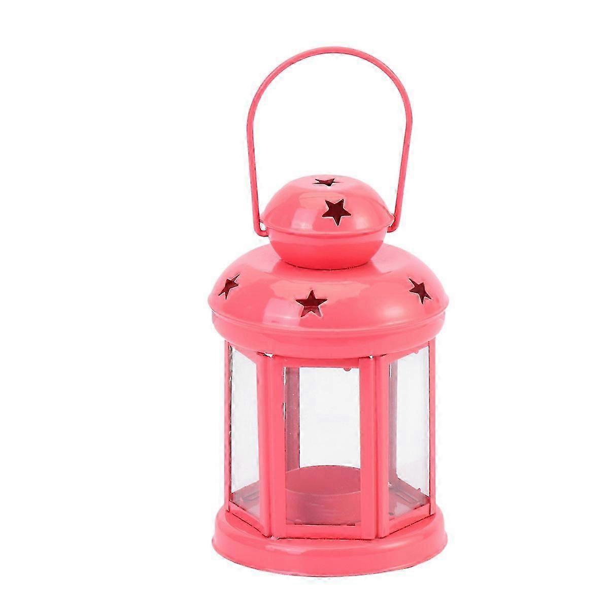 Medieval Lantern Iron Candle Placement Ornament For Kitchen Counter Red 1Pack