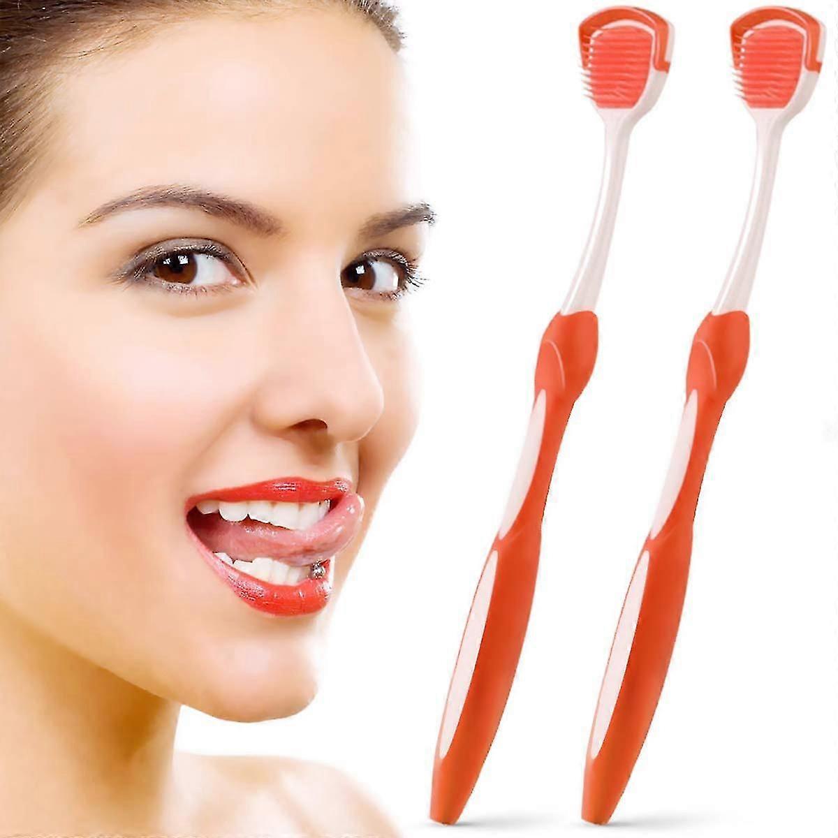 2 Pack  Tongue Brush, Tongue Scraper, Tongue Cleaner Helps Fight Bad Breath, 2 Tongue