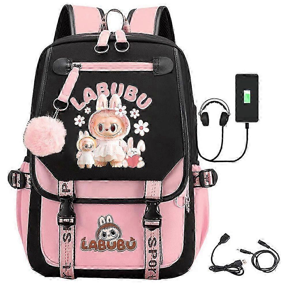 USB Charging Labubu School Backpack