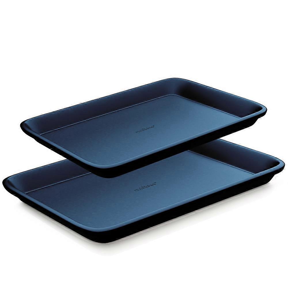 NutriChef NC2TRBU 2-Pc Nonstick Cookie Sheet Pan - Blue Diamond Coating, Professional Bake Trays