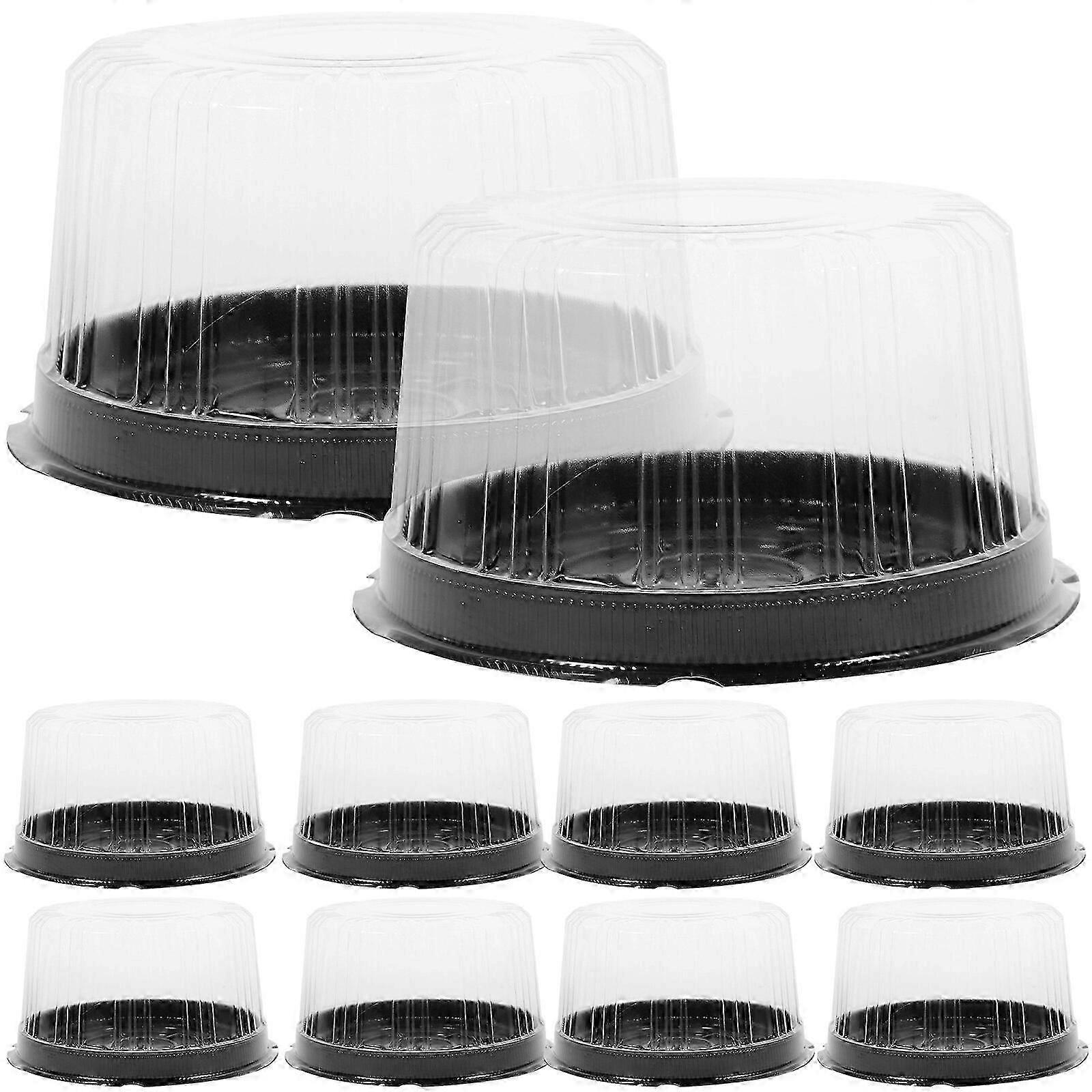 10Pcs Clear Plastic Food Container Cake Containers Carriers Packaging Box with Lids 8inch-Good