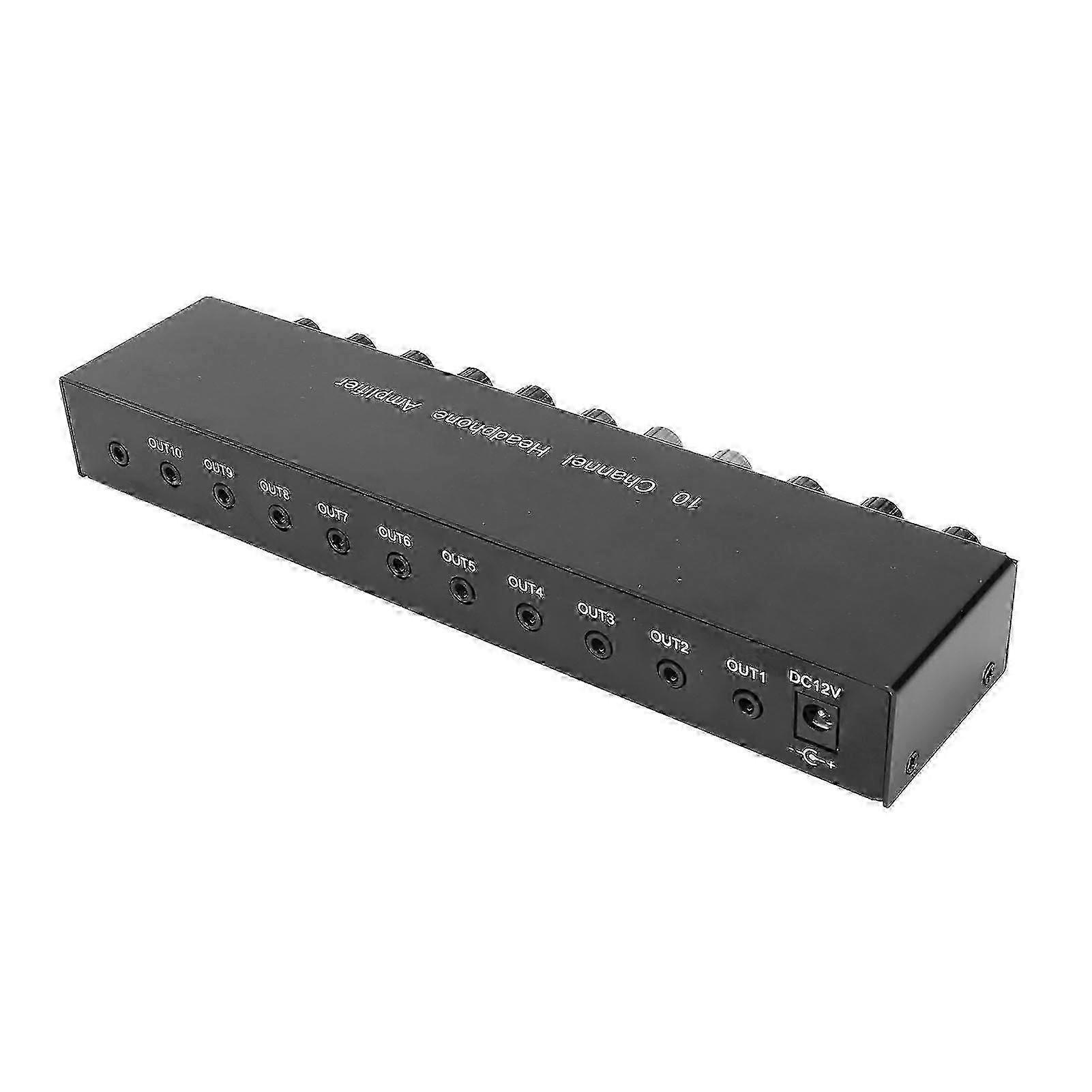 Stereo Headphone Amplifier 1 in 10 Out Portable 10 Channel Headphone Amplifier 100?240V EU Plug