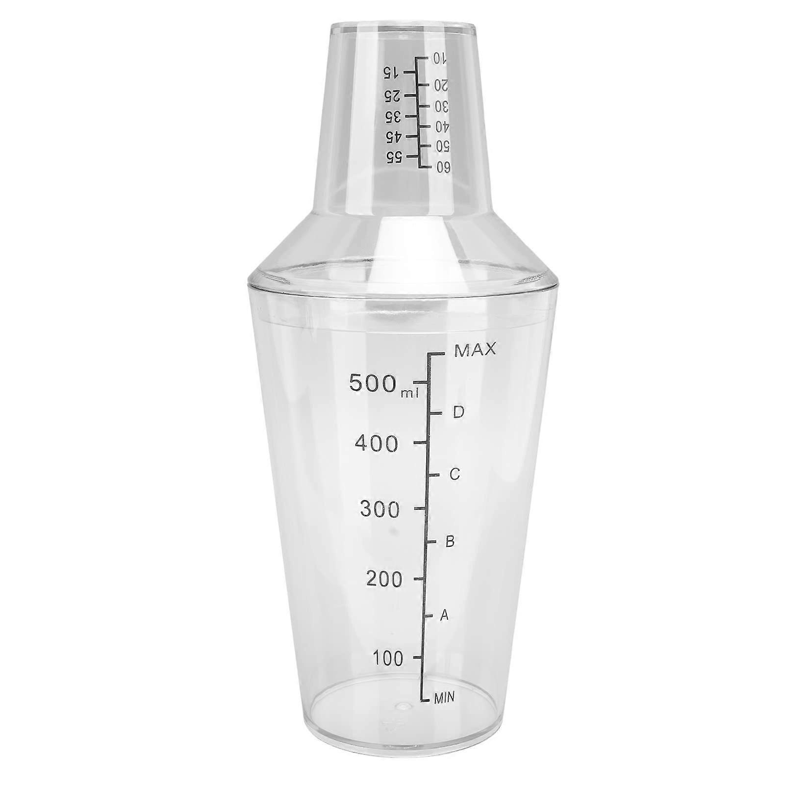 Cocktail Shaker Plastic With Scale And Strainer , 500ml Capacity, Handheld Bar Bartender Mixer