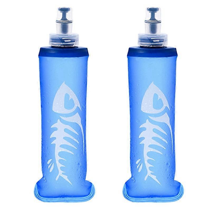 2X 250ML Soft Water Bottle Flask TPU Water Bottle for Running Marathon Hiking and Cycling