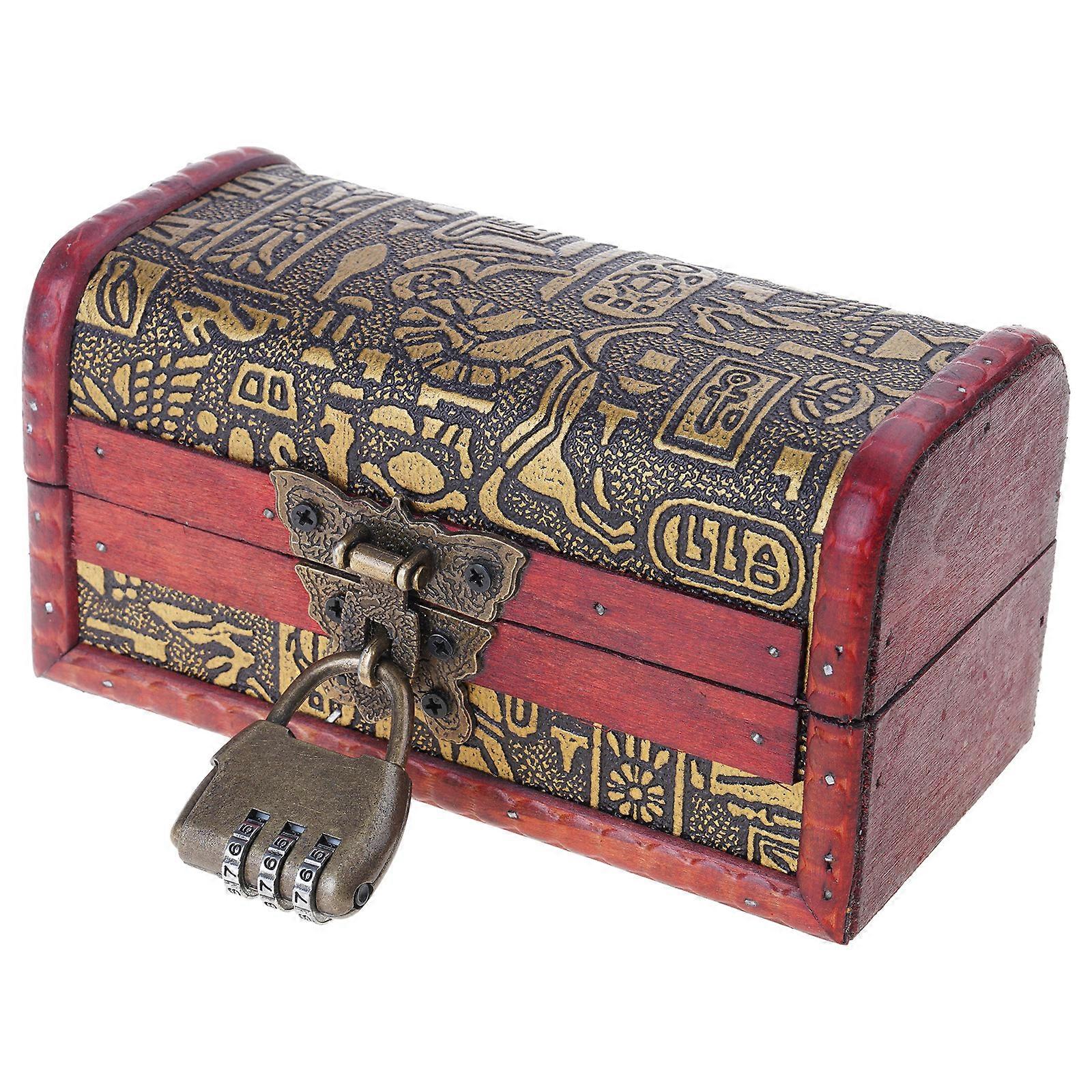 Antique Style Handcrafted Wooden Jewelry Storage Box with Lock for Home Decoration Keepsakes Storing Container  S