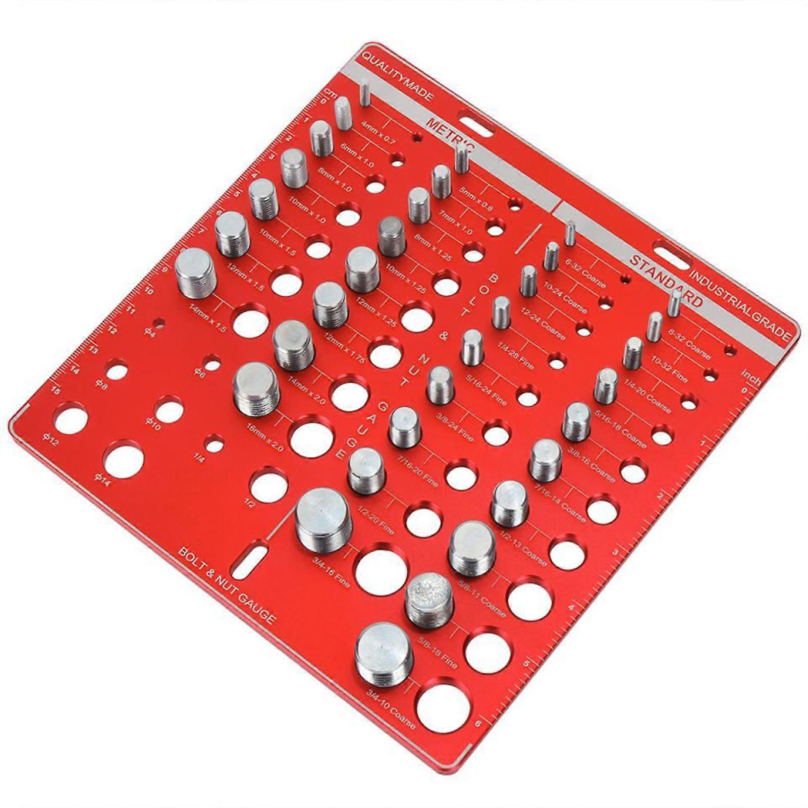 34 Nut and Bolt Thread Checker Aluminum Alloy Standard Size Inch and Metric Thread Identifier Gauge