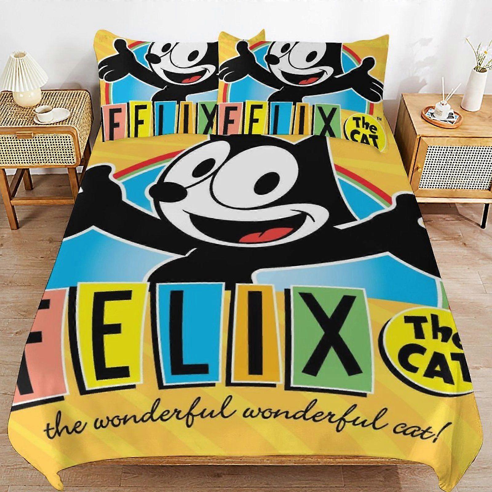 E189 Felix The Cat Cozy Comfort Clean Structure Smooth Zipper Feel Duvet Cover Sets for Home Sleep Setup F189