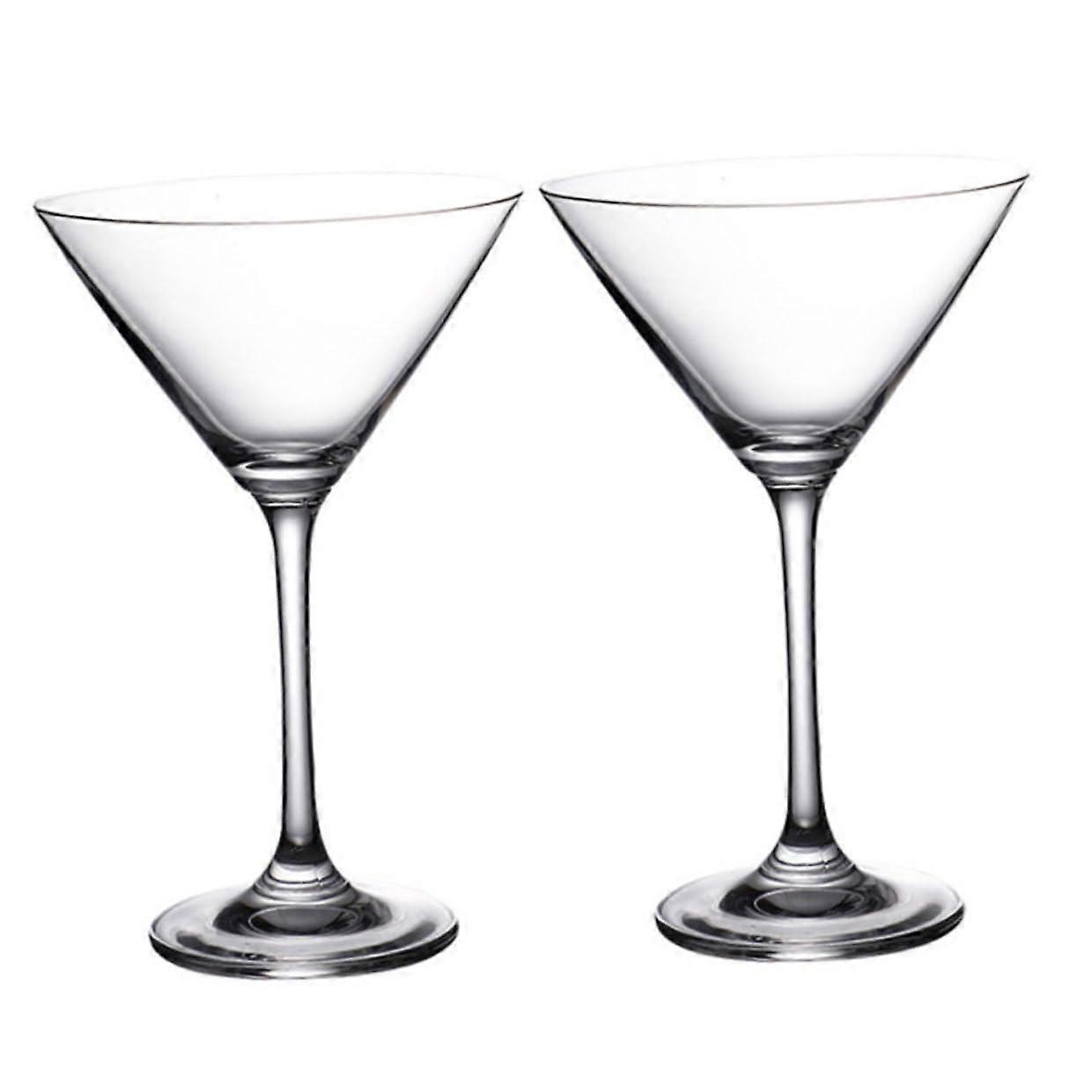 Cocktail Glasses 2Piece Set, Clear Bar Glassware For Wine Brandy Vodka, SpaceSaving Design With Textured Base
