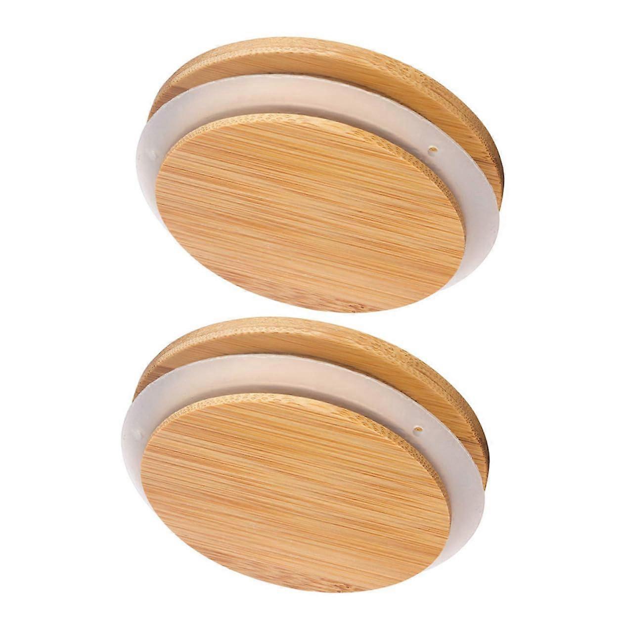Bamboo Lids For Glass Jars  Set Of 2, Airtight, Reusable, Sustainable Covers, WideMouth Bottles, Kitchen