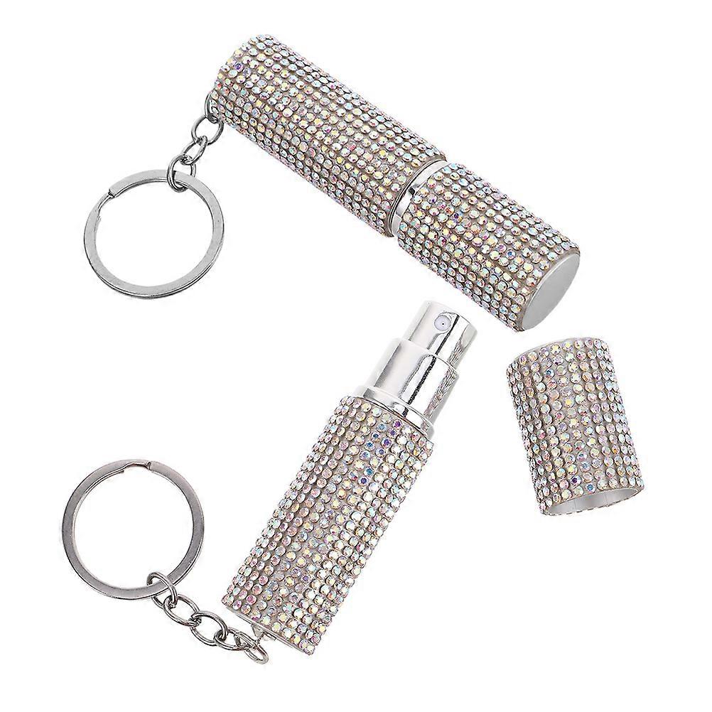 Refillable Perfume Bottle Keychain with Rhinestone Design 2Pcs Travel Set