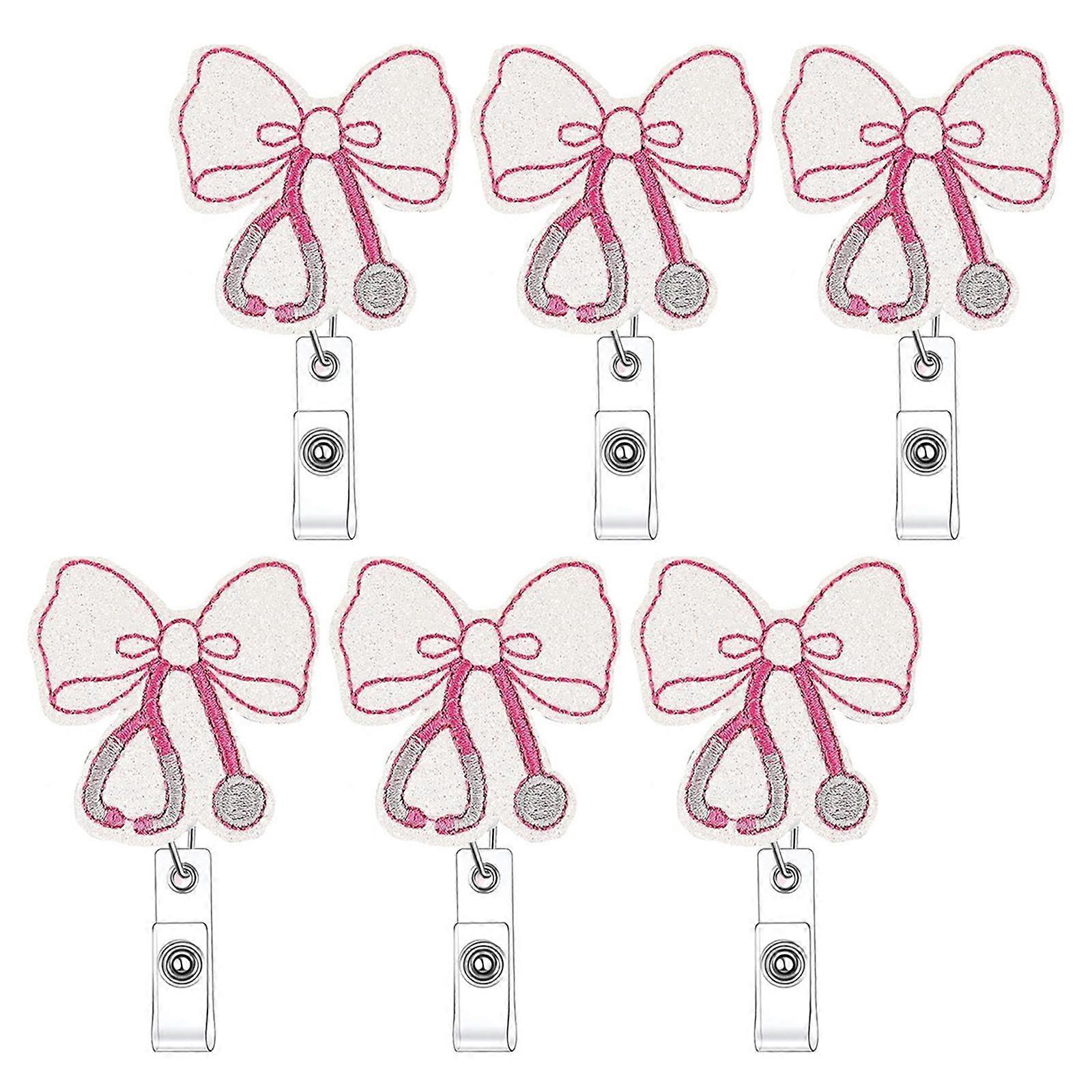 Reusable Nurse Name Label Clip 6 Assorted Bowknot Designs Load Capacity Workplace Accessories Multicolor