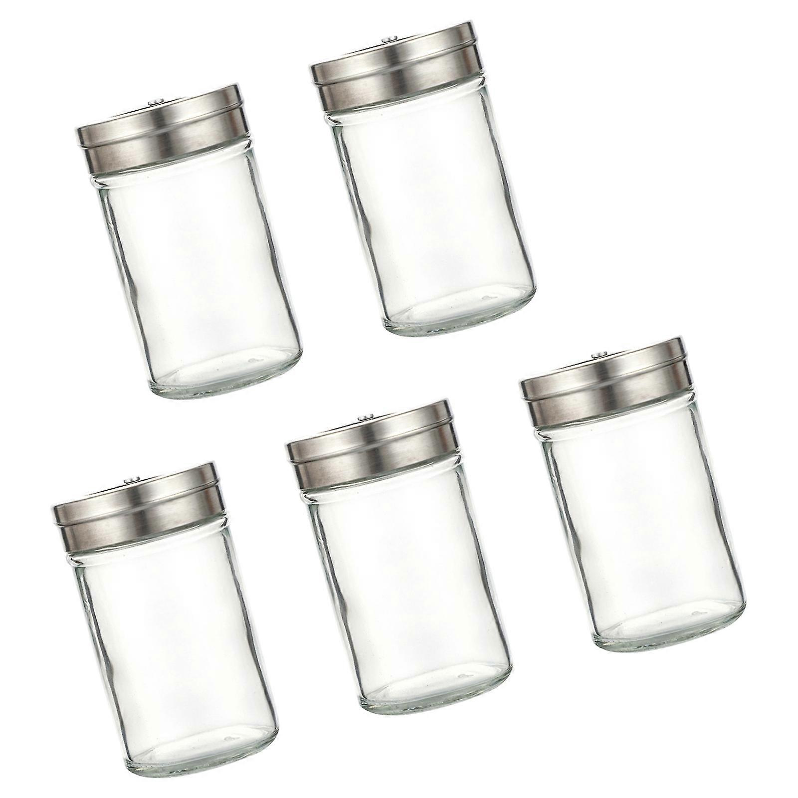 Glass Condiment Container With Customizable Dispenser Practical Metal Lid Shaker For Kitchen Seasoning Storage Multicolor