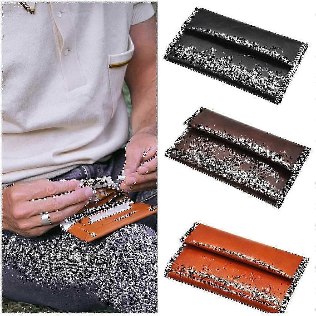 Handmade Leather Tobacco Pouch for Rolling & Storage with Drawstring Closure