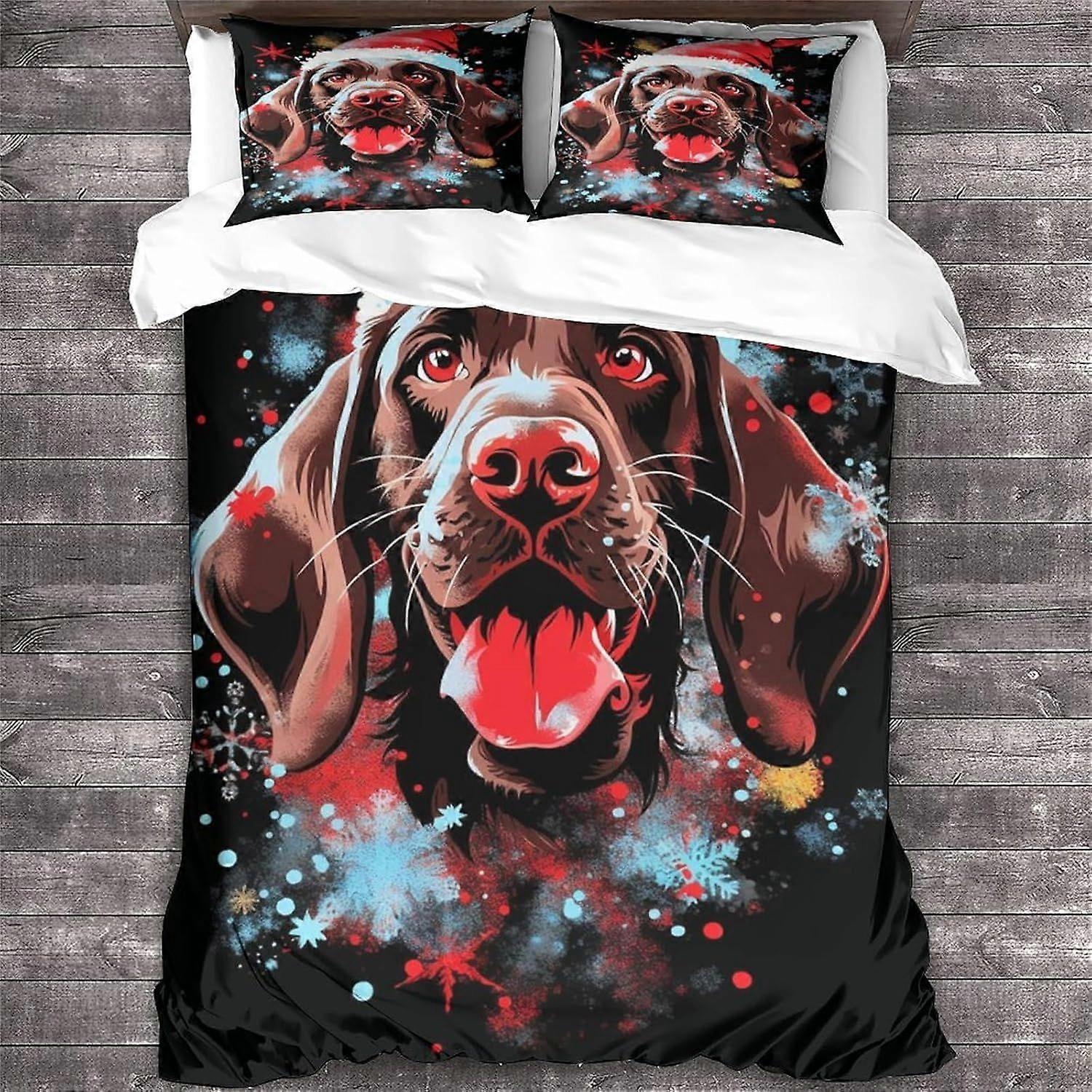 LikeEj Dog Style 3D Digital Print Animal Bedding Sets Natal Print Duvet Cover Sets Soft Microfiber 3Pcs Quilt Cover com fechamento com zíper