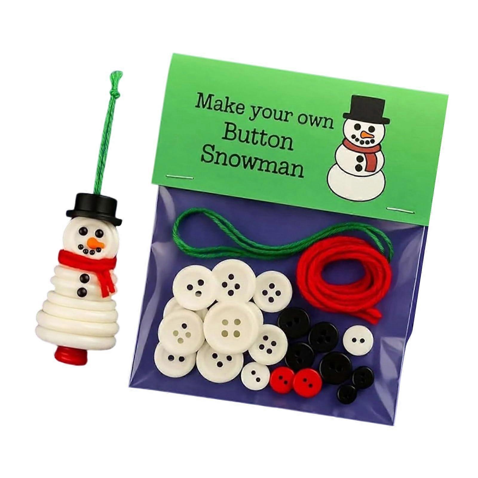 Christmas Craft Set with Buttons, Ribbons, Precut Designs for Tree, Wreath and Snowman Decorations