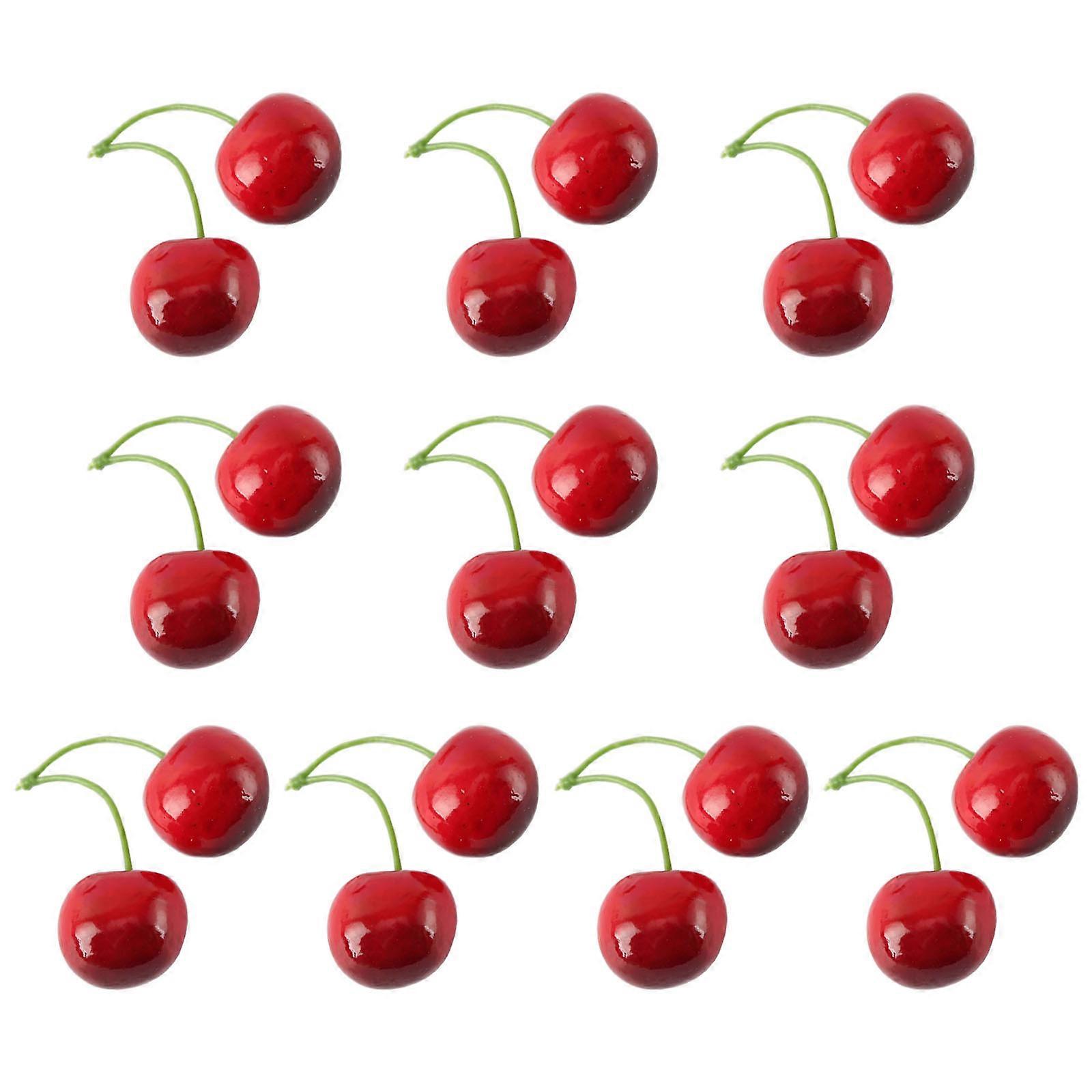10 Pair Artificial Cherry Decorations False Cherries Simulations Cherries False Fruit Model Party Home Decorations  Red