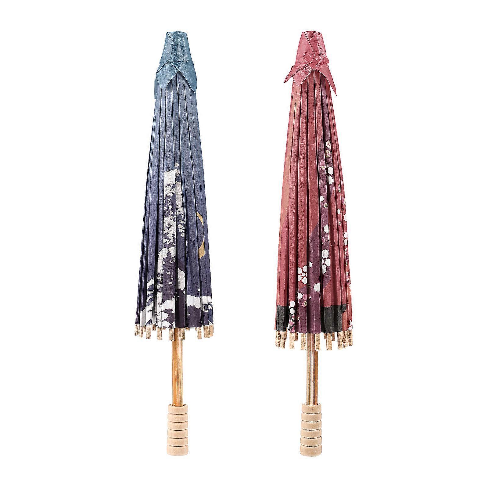 Decorative Paper Umbrella for Photo Props 2Pcs Chinese Style Oiled Paper Umbrellas