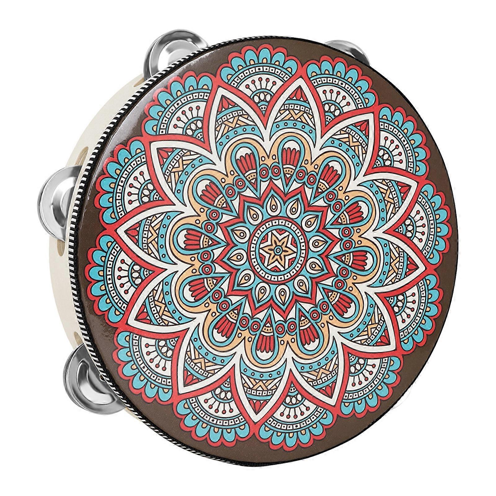 Tambourin rond à main à une rangée, instrument de musique à percussion, tambourin jouet multicolore