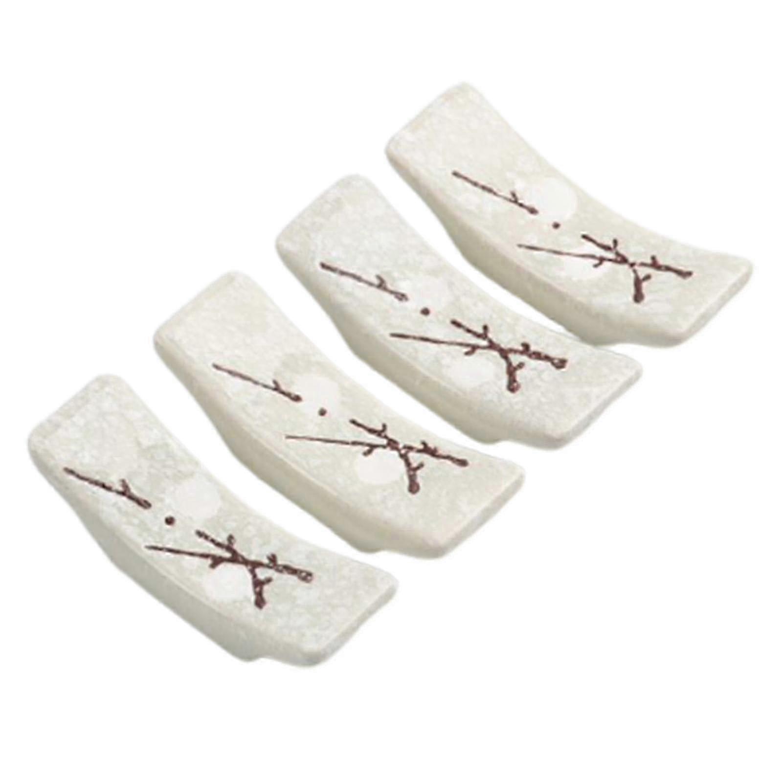 4pcs Ceramic Chopsticks Holder Exquisite Smooth Surface Spoon Rack Chopsticks Rest Kitchen Tool