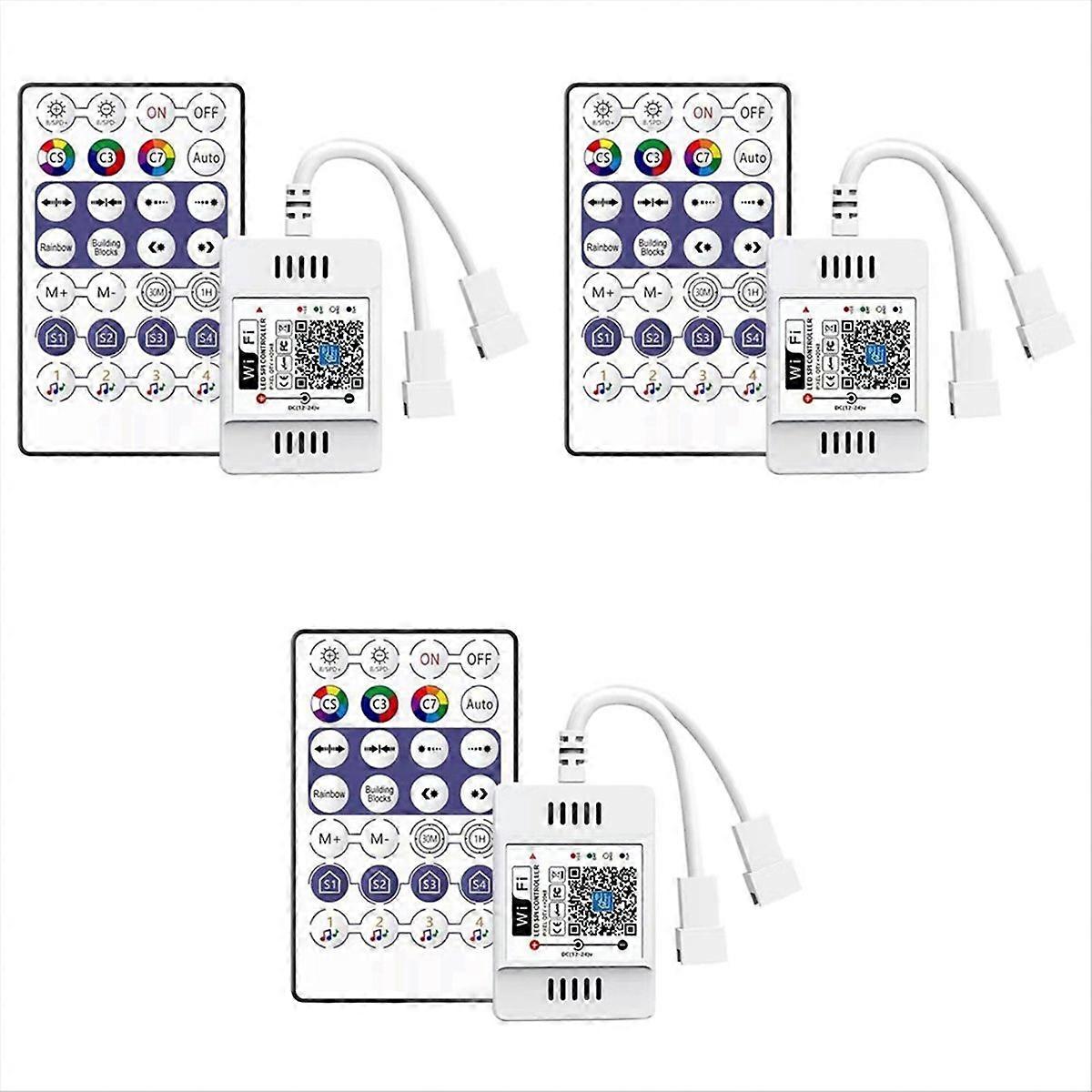 3X DC12-24V 28 Key Controller WiFi APP Music Voice Remote Control for WS2812B WS2811 RGB LED Strip L